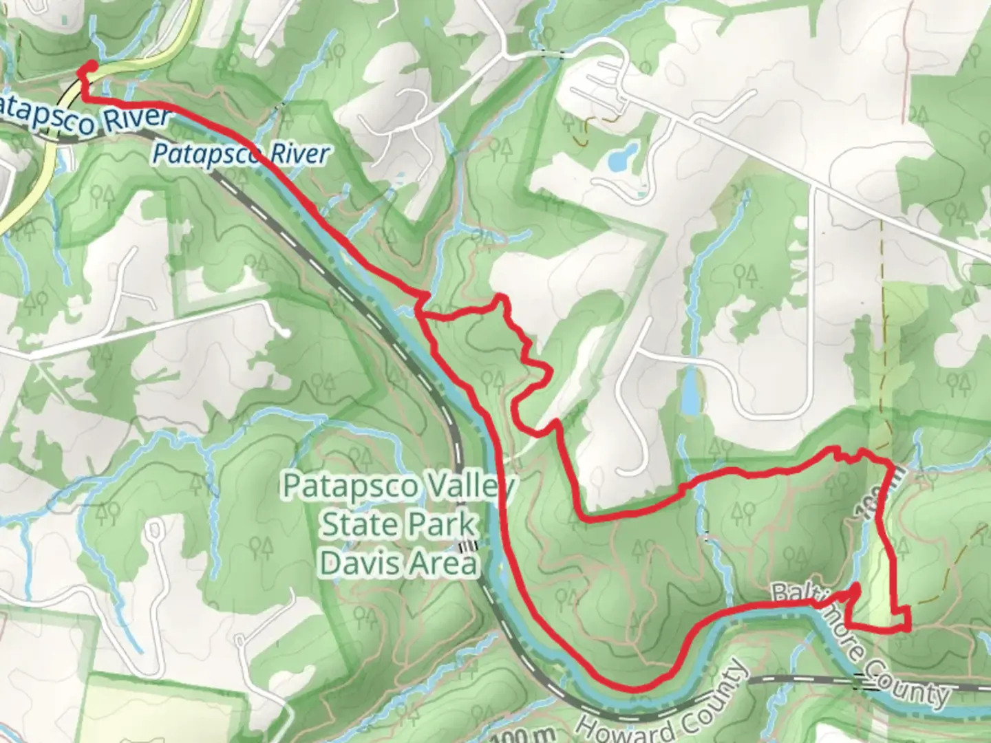 An image depicting the trail Thru and Lower Trail Loop and its surrounding area.