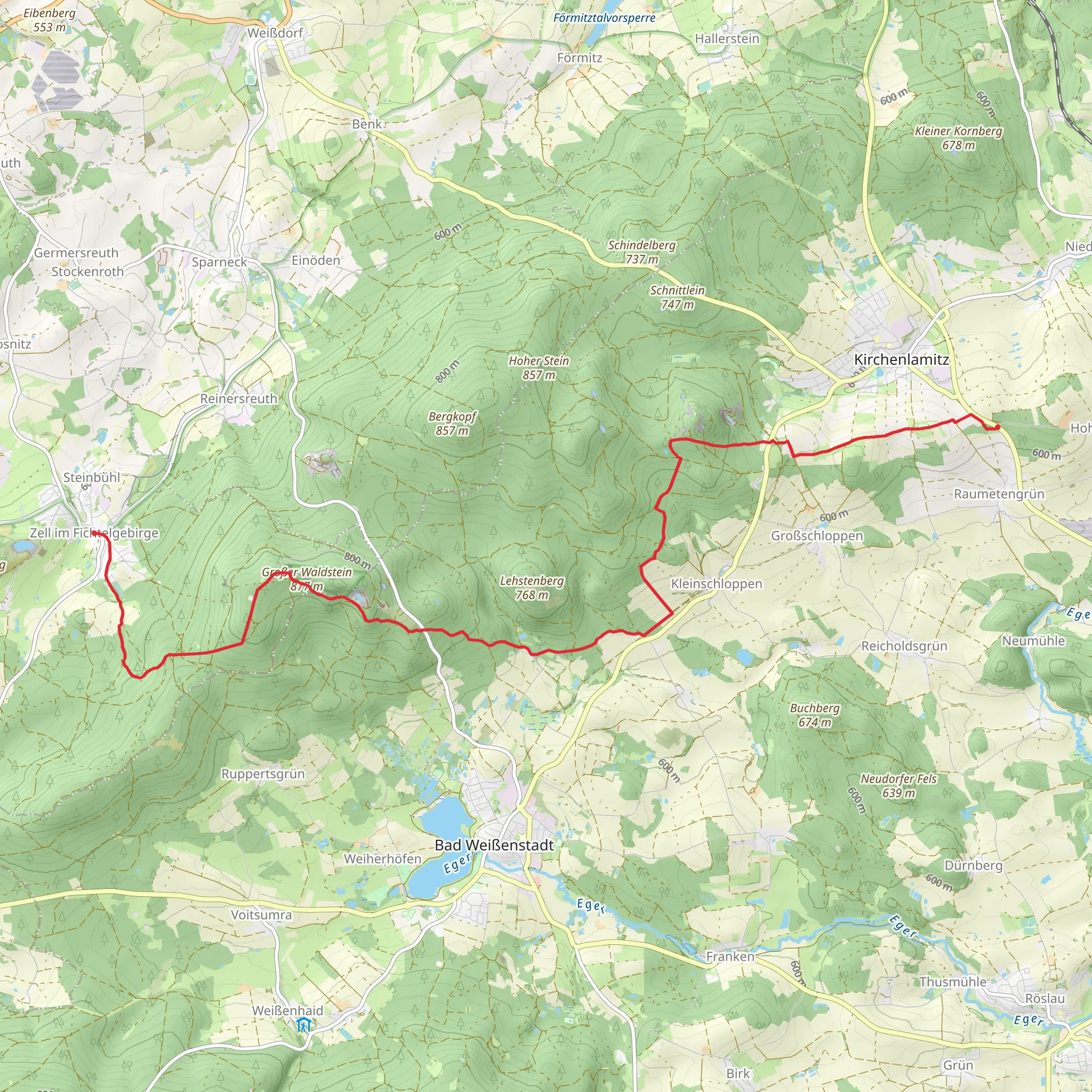 Zell im Fichtelgebirge to Kirchenlamitz Walk mobile static map