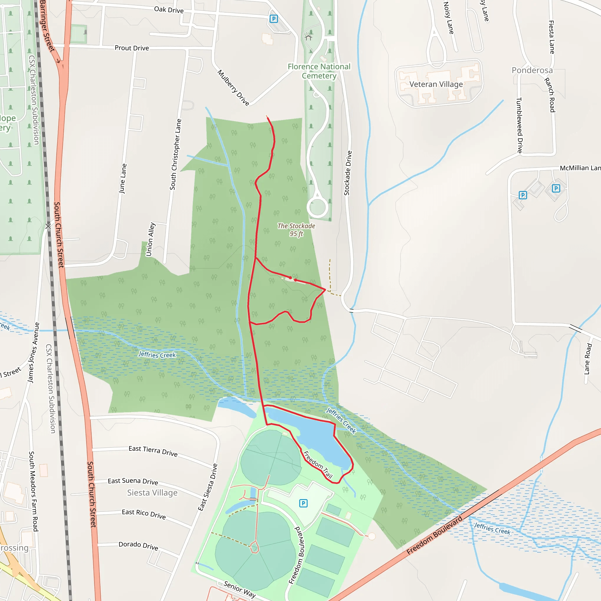 Jeffries Creek and Freedom Loop Trail mobile static map