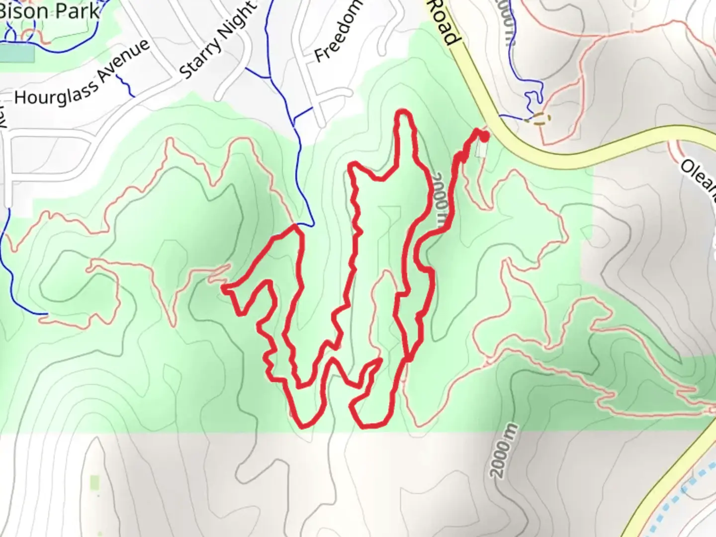 An image depicting the trail Red and Blue Loop Trail and its surrounding area.
