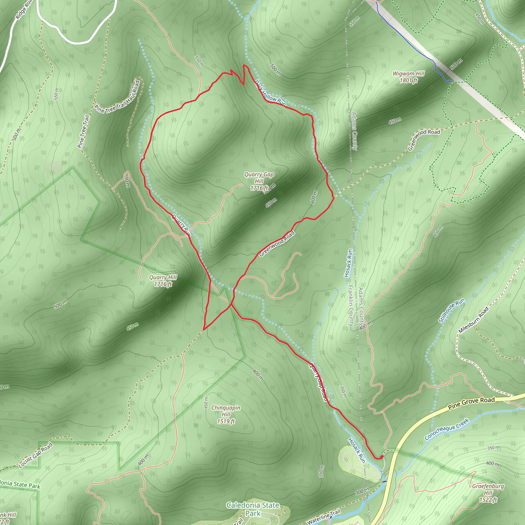 Quarry Run and Dark Hollow Run Loop mobile static map