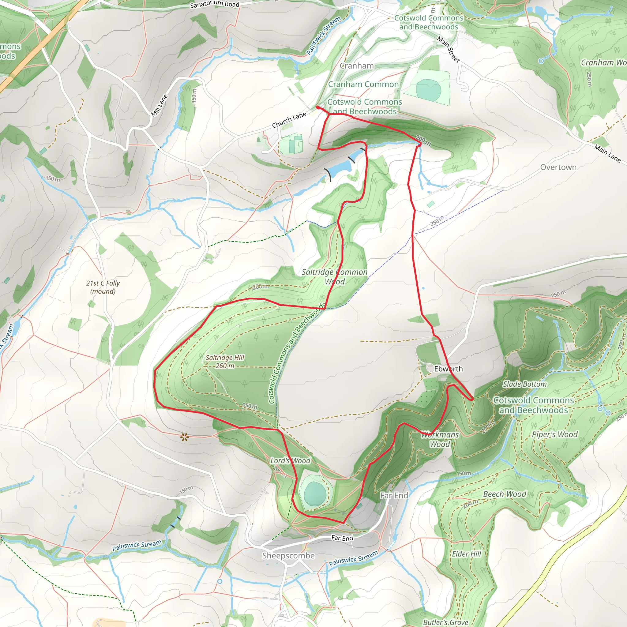 Cranham via Sheepscombe Circular mobile static map