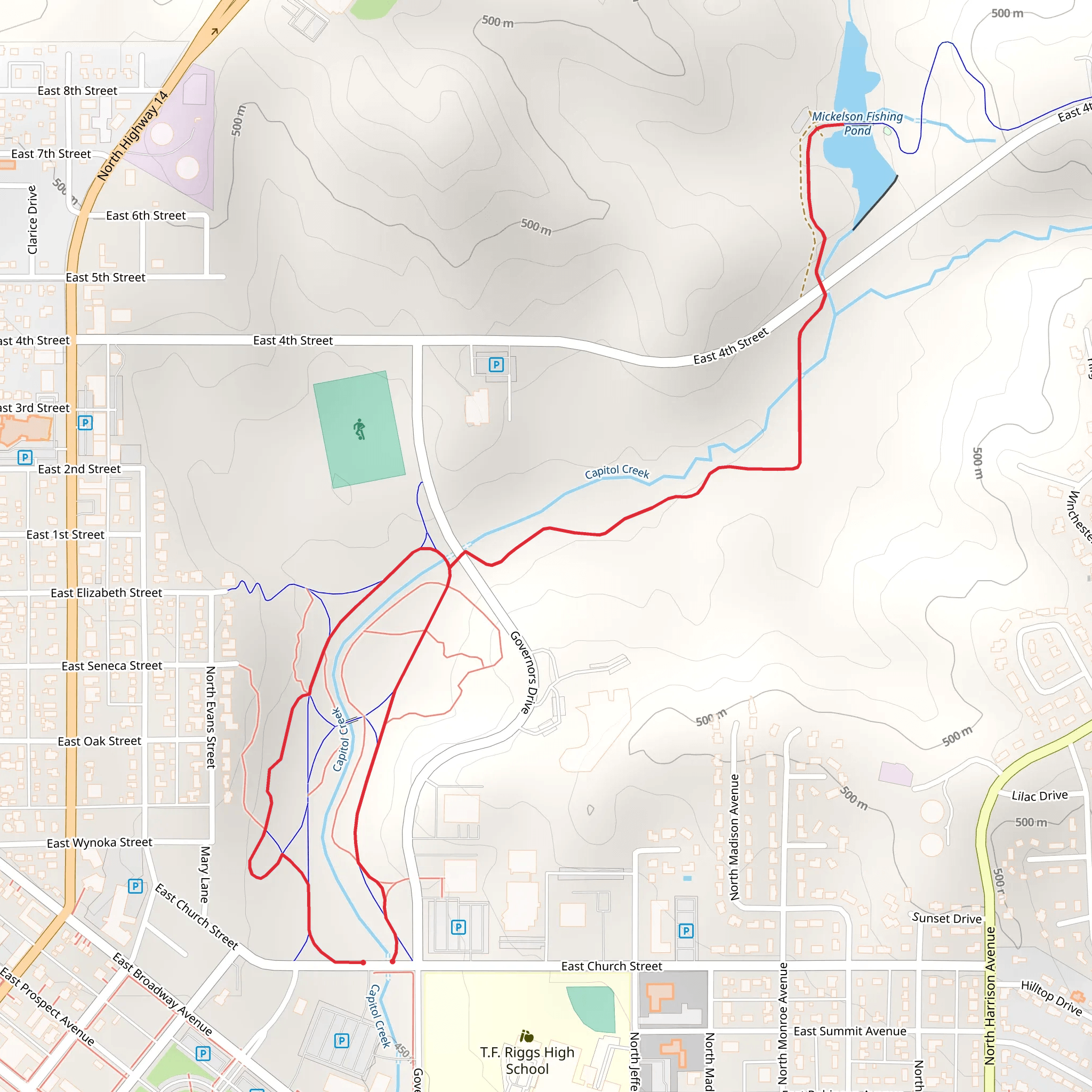 Mickelson Fishing Pond, Capitol Creek and Sewage Ponds Loop mobile static map