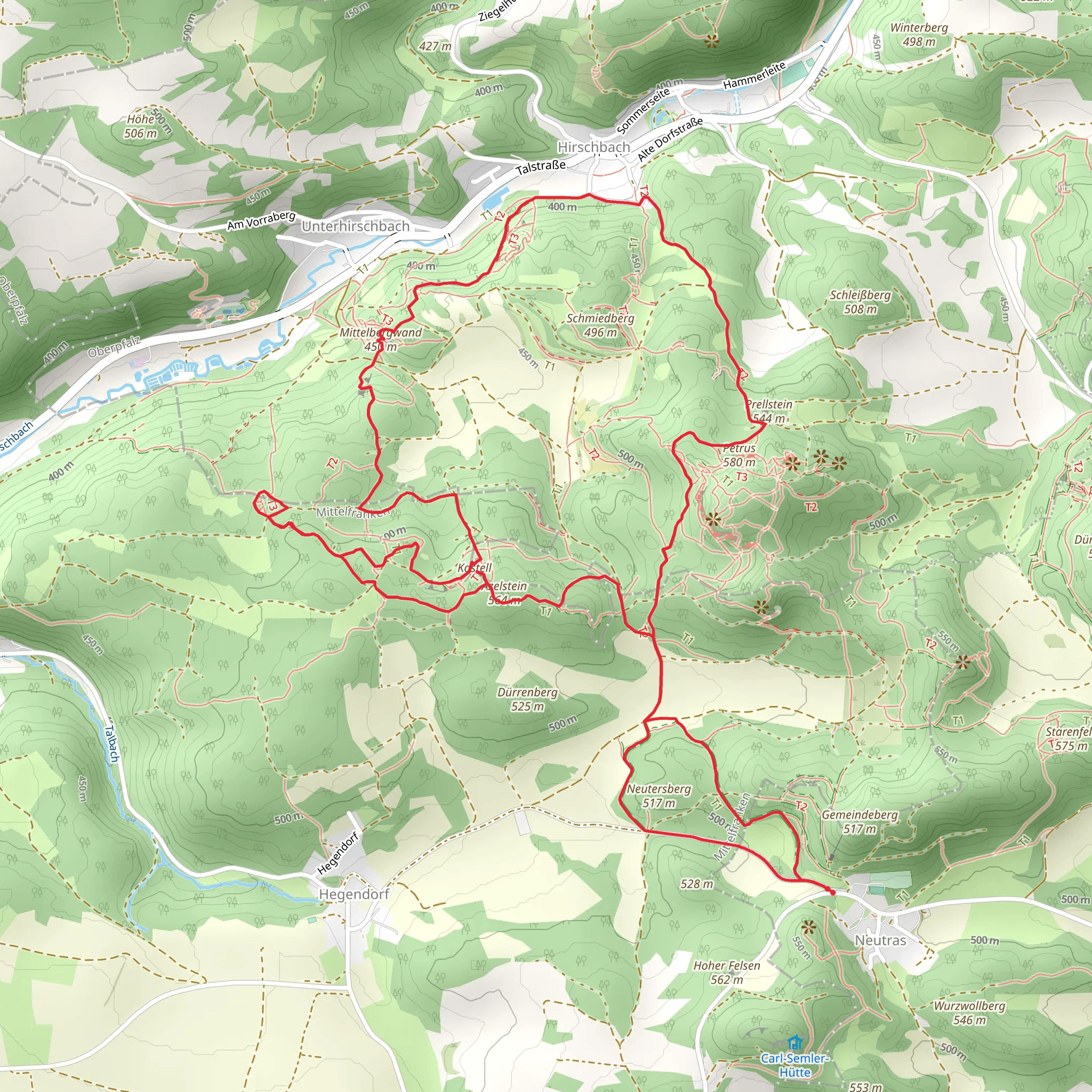 Francke-Kamin and Mittelbergwand Loop mobile static map