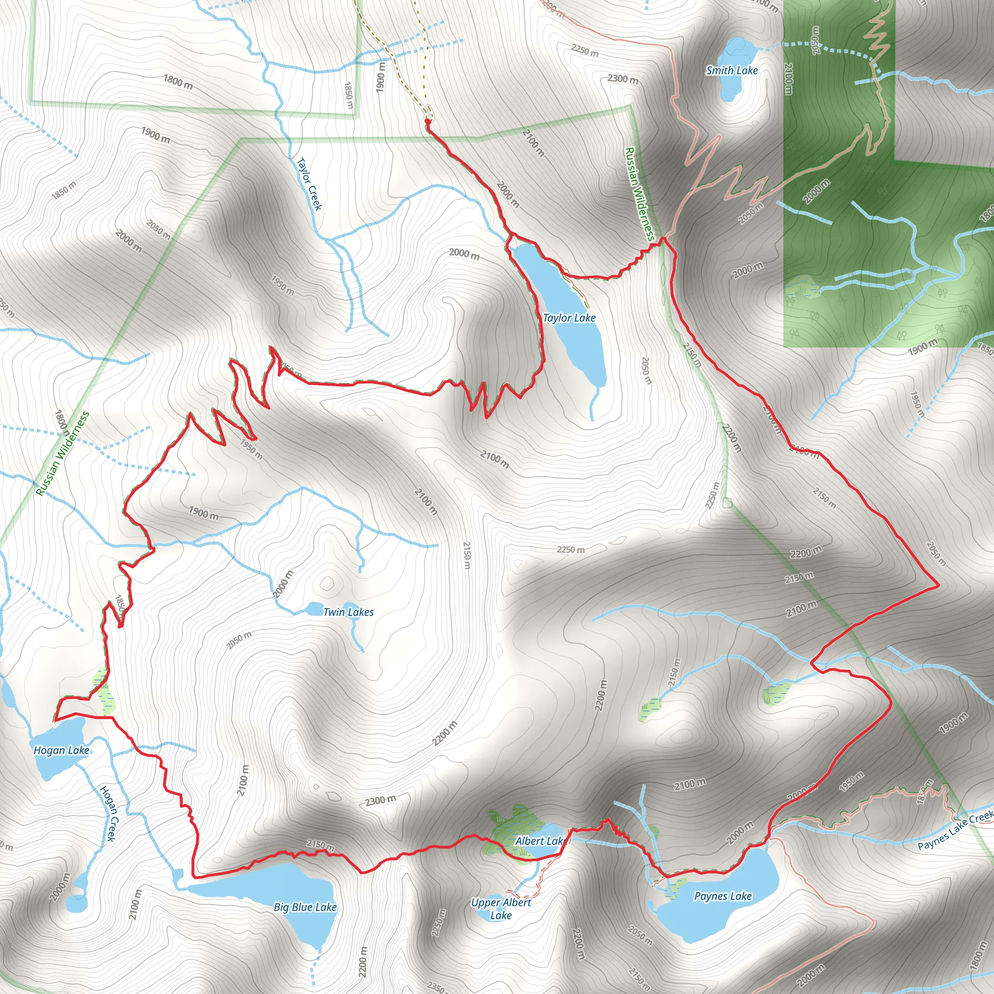Hogan Lake and Big Blue Lake Loop via PCT mobile static map