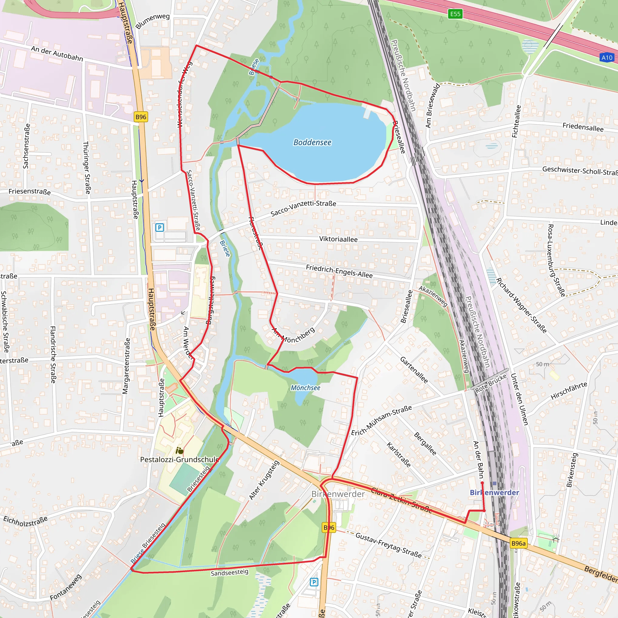Mönchsee and Boddensee Loop via Boddenseeroute mobile static map