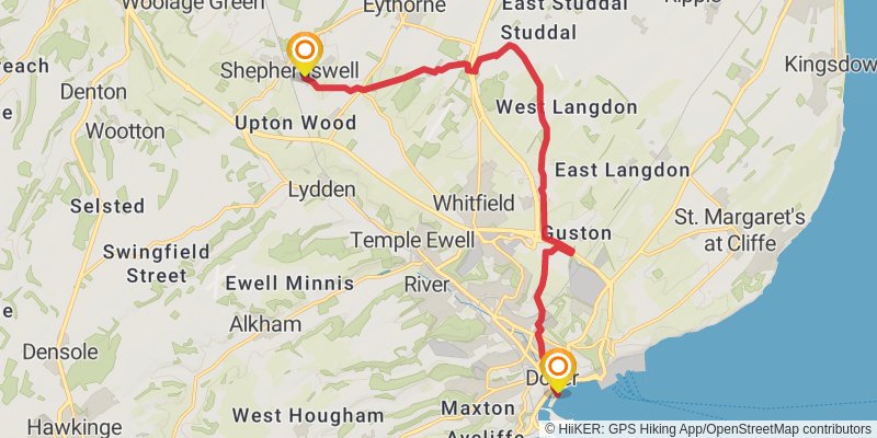 Boughton Lees to Dover via North Downs Way stage 3 Map