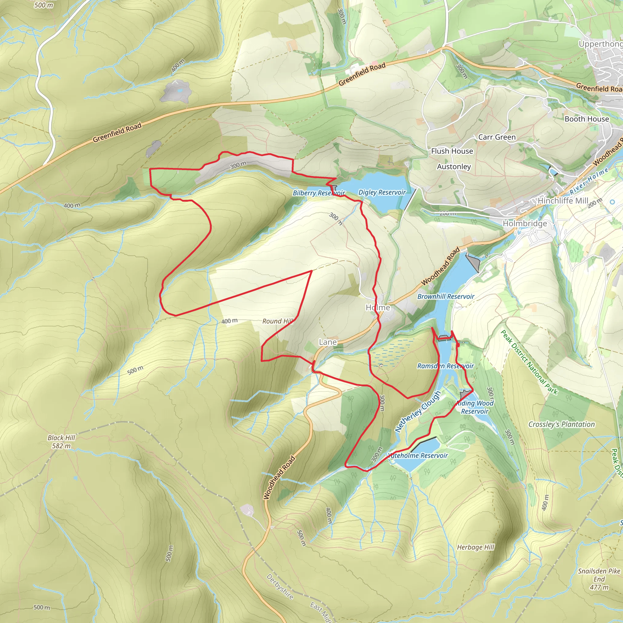 Holme and Marsden Clough from Ramsden Reservoir mobile static map