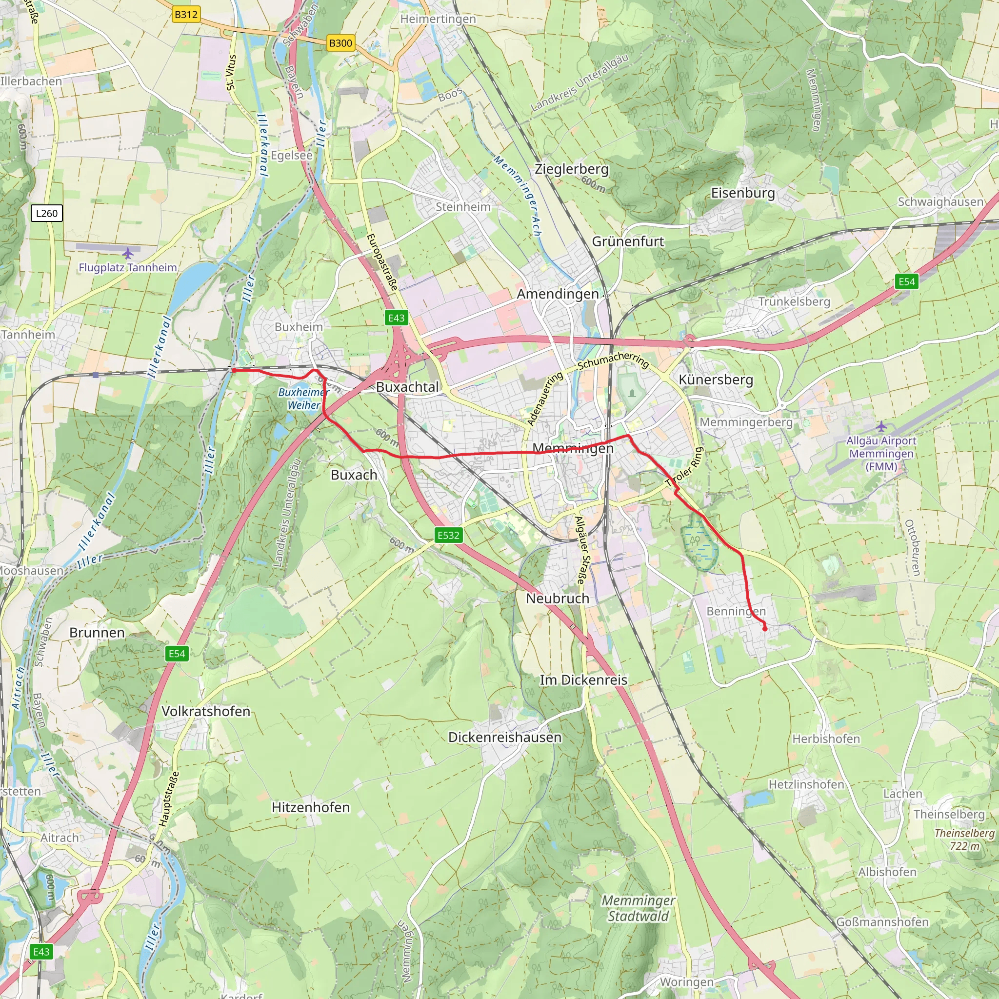 Arlach to Benningen Walk mobile static map