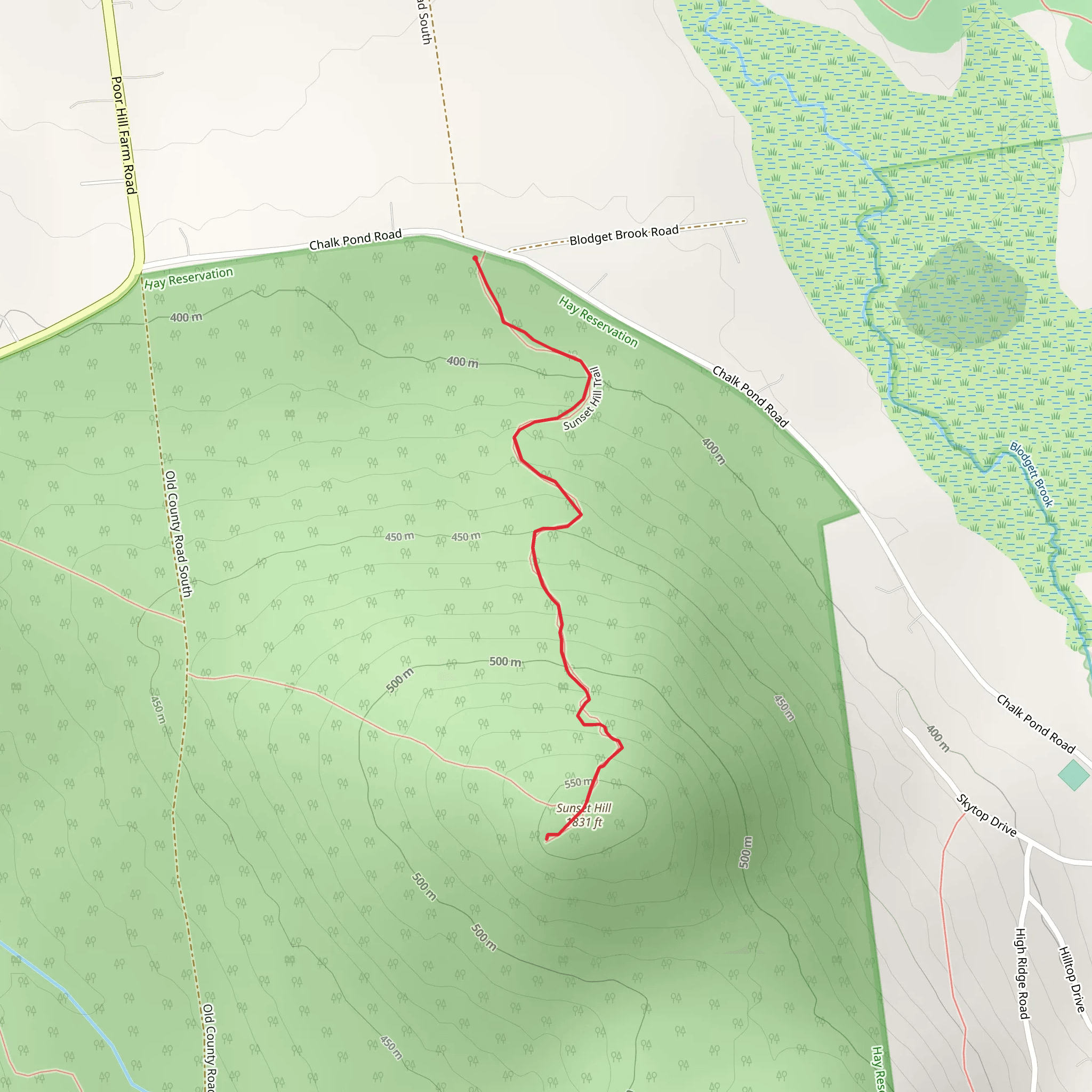 Sunset Hill from Chalk Pond Road mobile static map