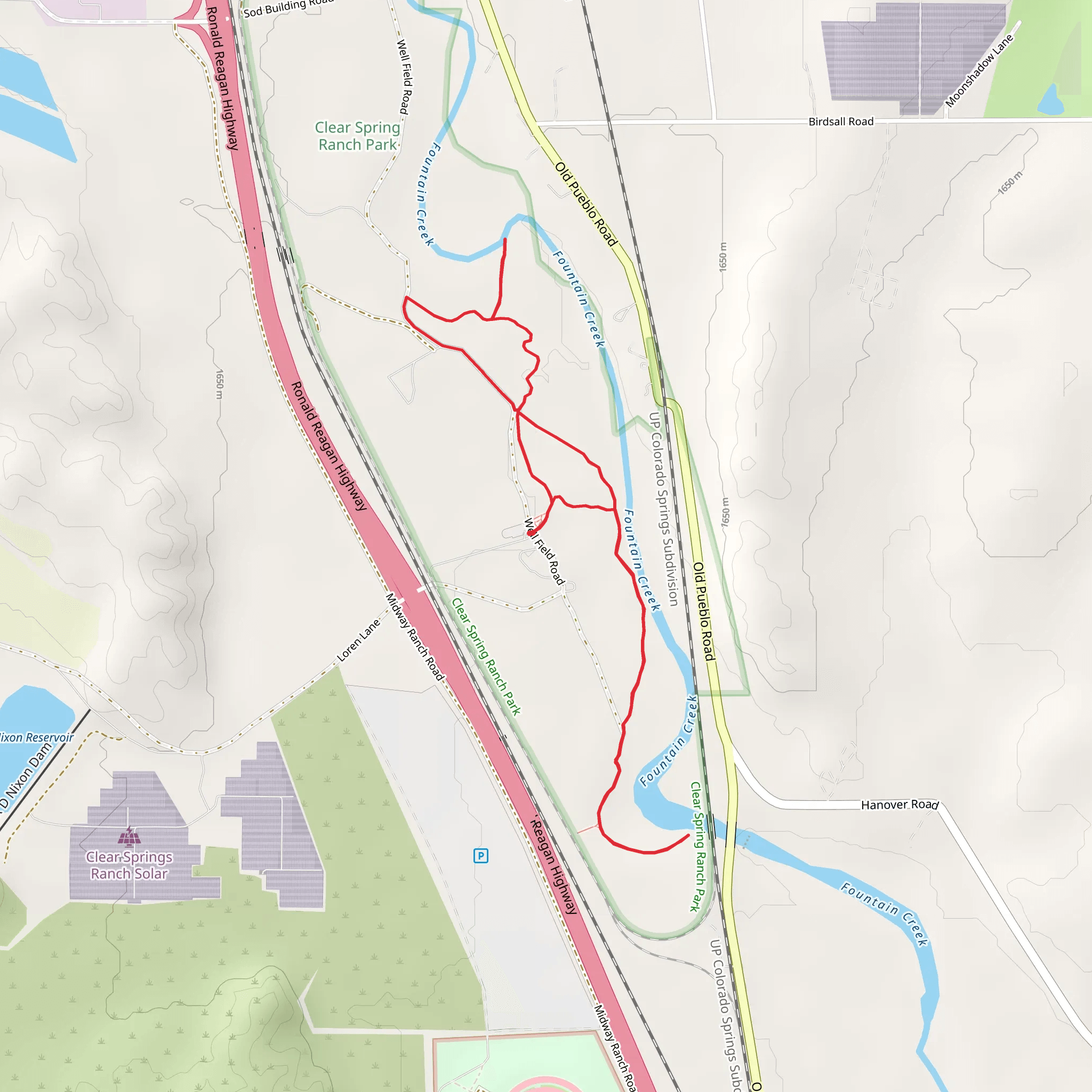 Clear Spring Ranch Park and Colorado Front Range Trail mobile static map