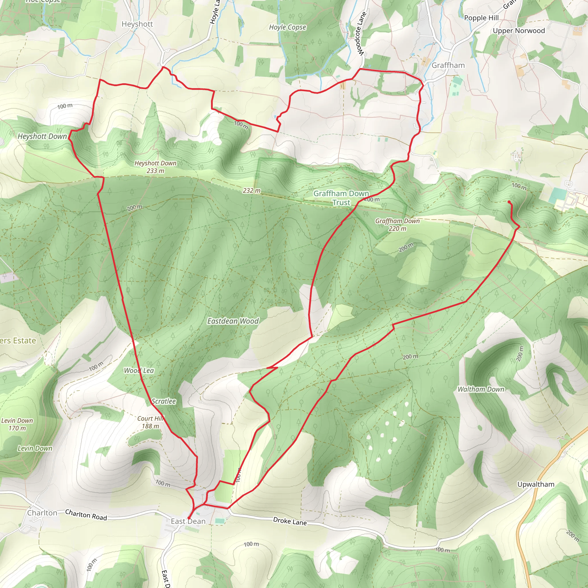 East Dean Northern Loop via Heyshott Down mobile static map