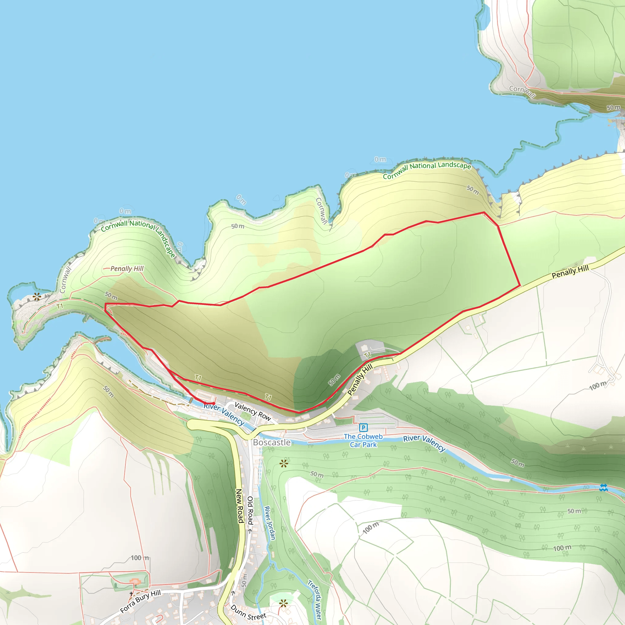 Boscastle and Pentargon Waterfall mobile static map