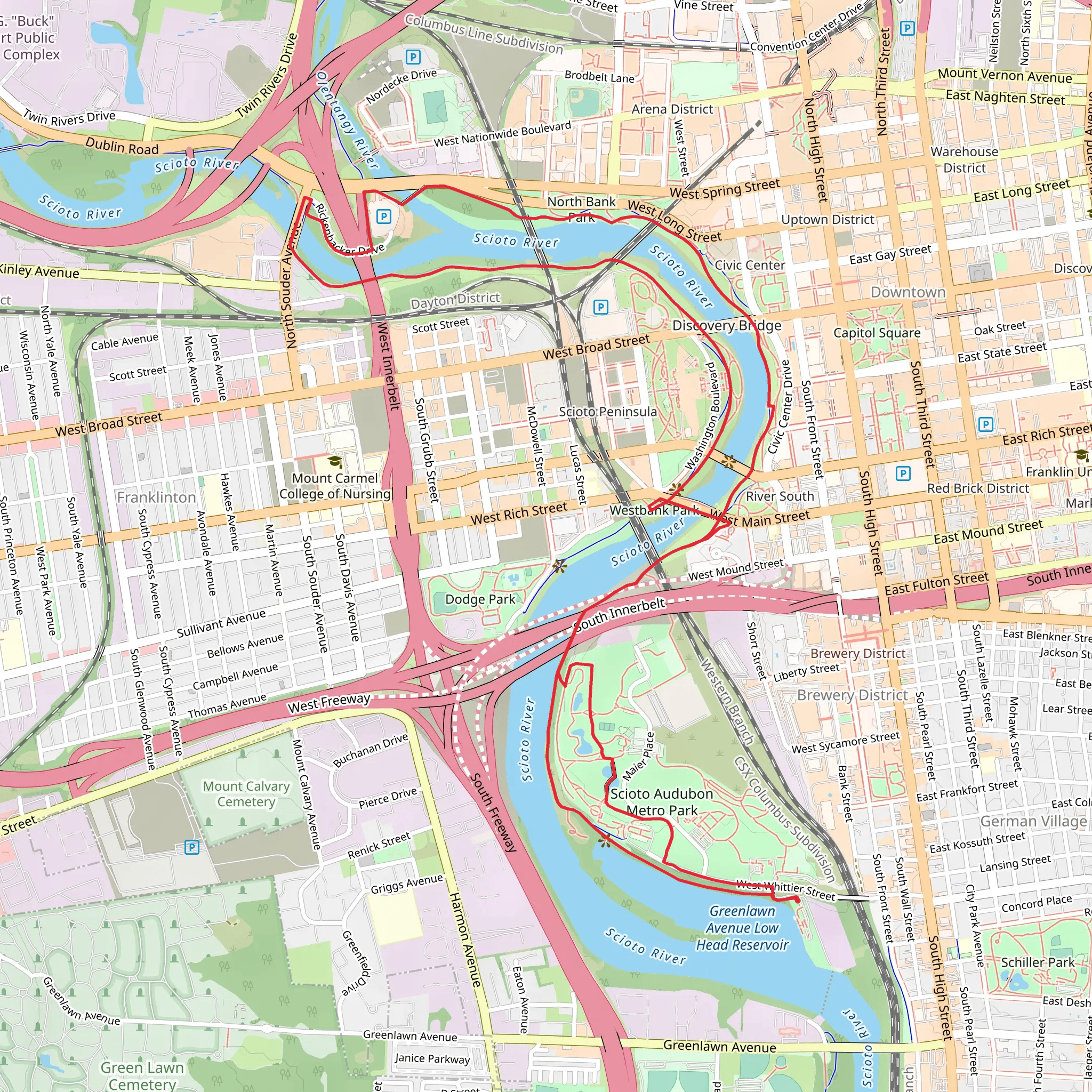 Scioto Loop Trail mobile static map