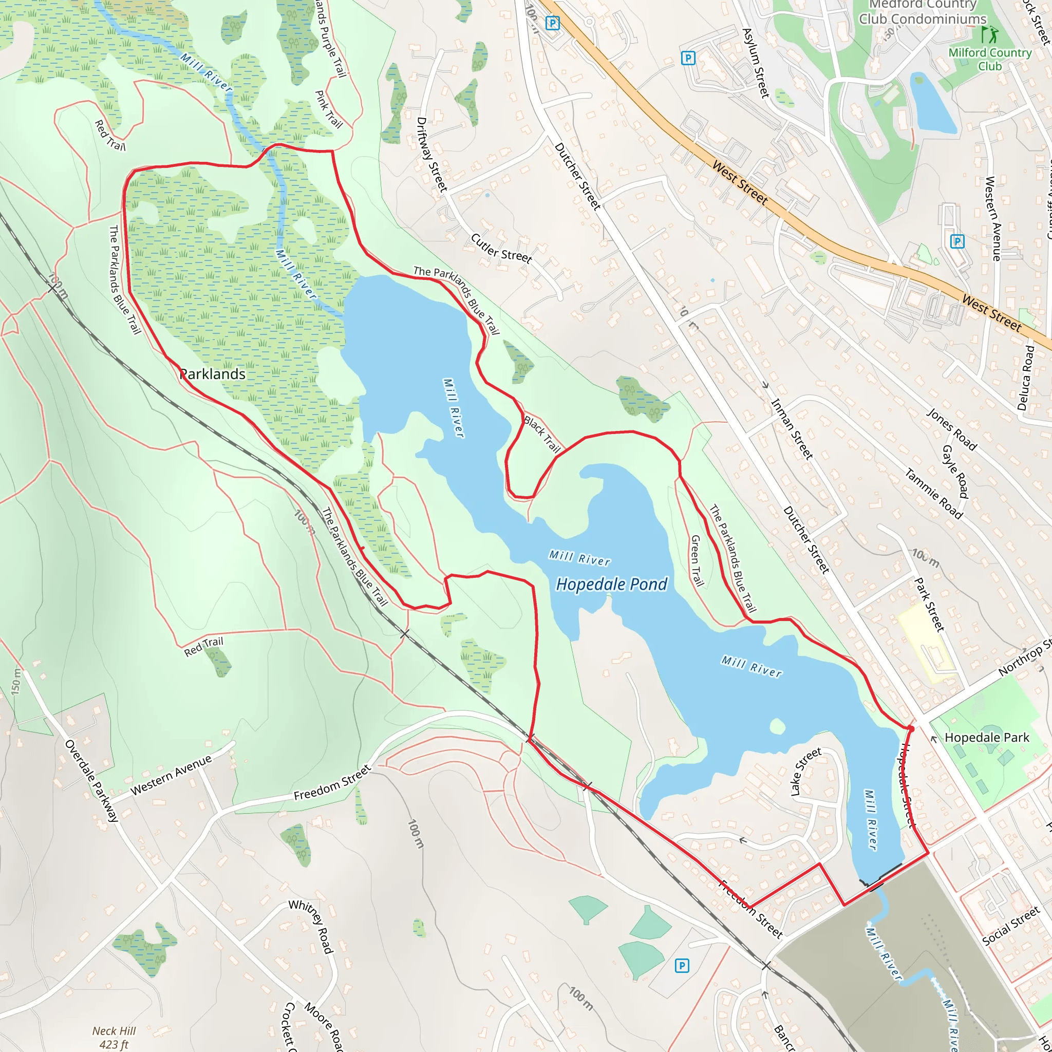 Hopedale Pond Loop Trail mobile static map