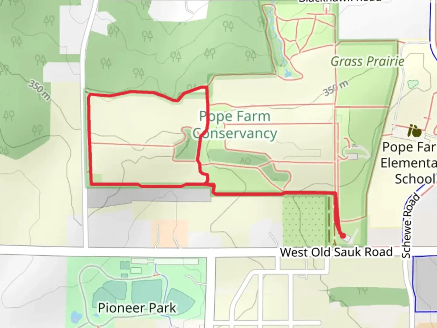 An image depicting the trail Sugar Maples Loop from Rain Garden and its surrounding area.