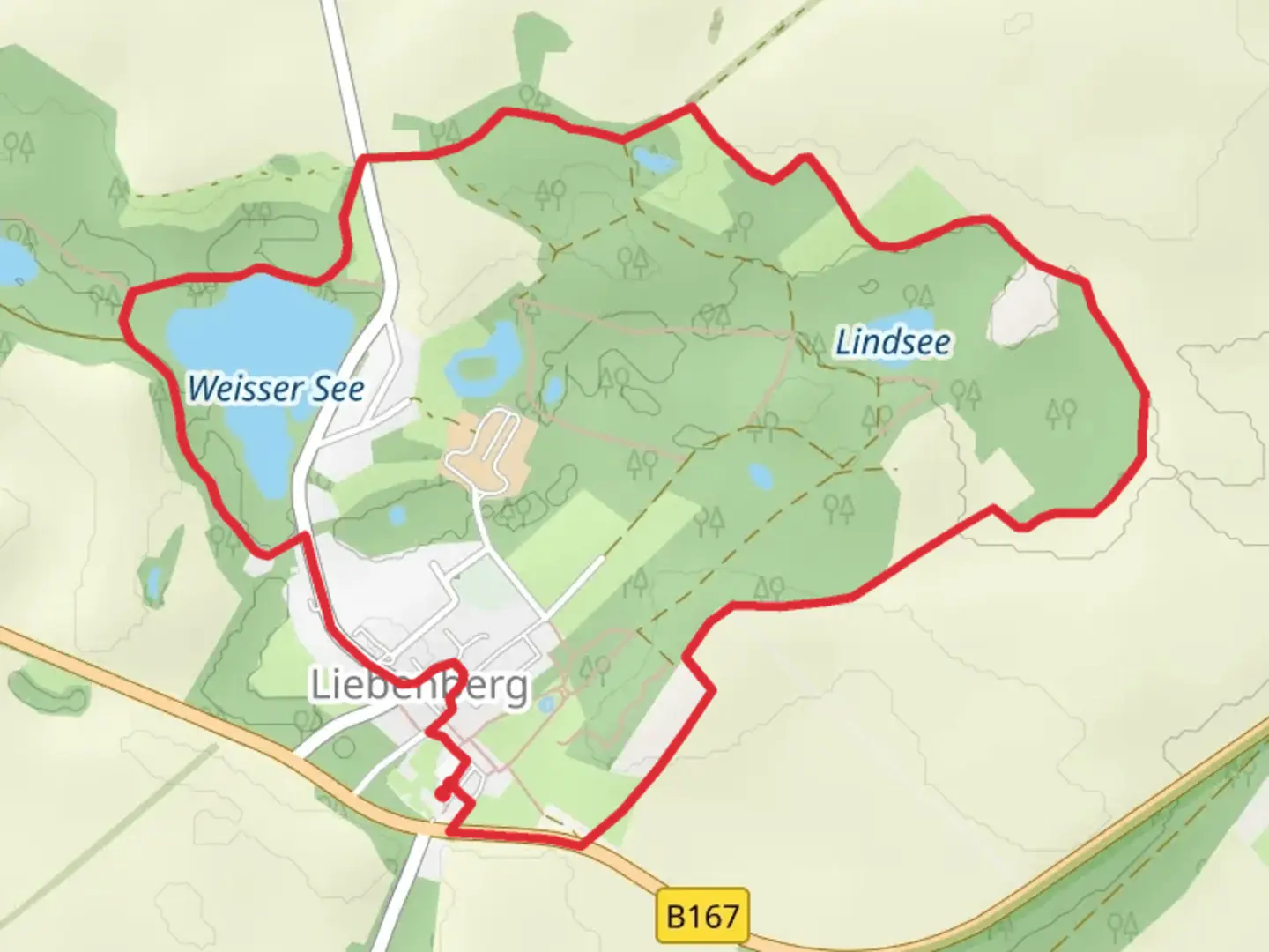 An image depicting the trail Weisser See Big Loop and its surrounding area.