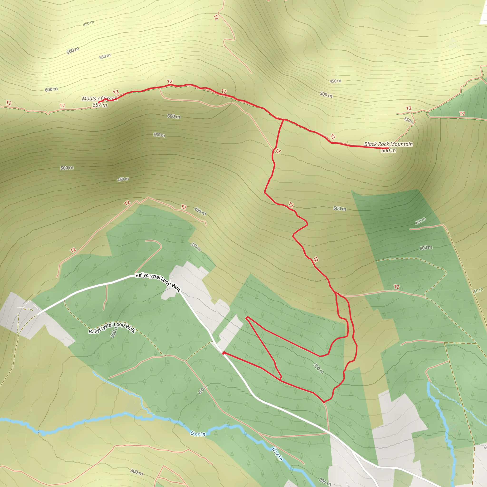 Mount Leinster East Top and Black Rock Mountain Loop mobile static map