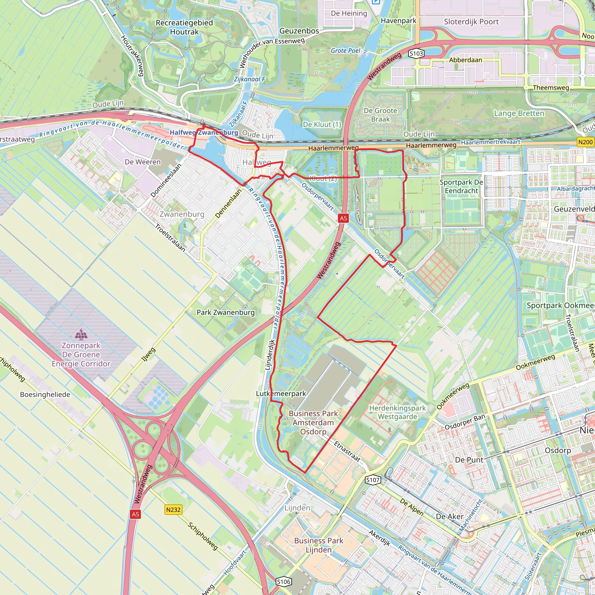 Zijkanaal F and Lutkemeerpolder via Remisepad and Wijsenkade mobile static map