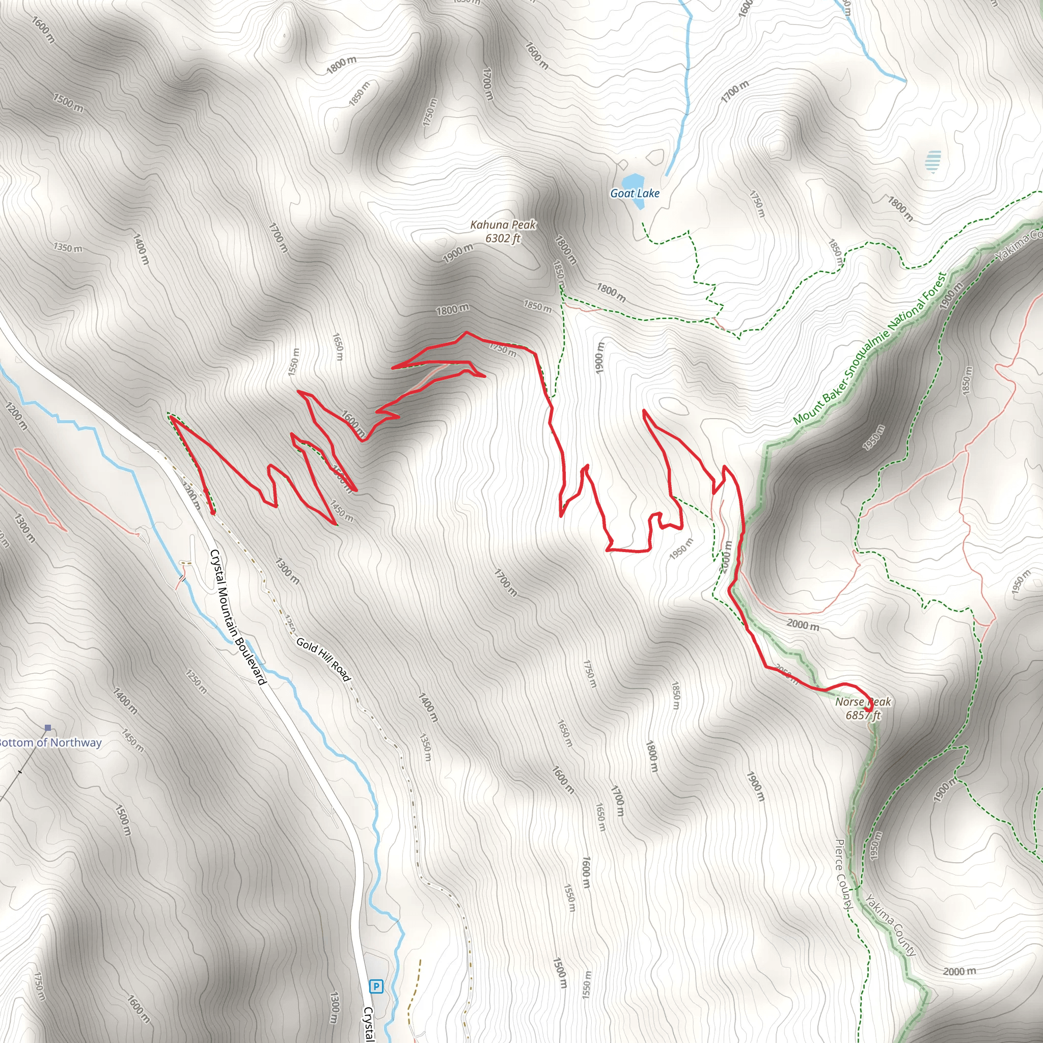 Norse Peak Trail mobile static map