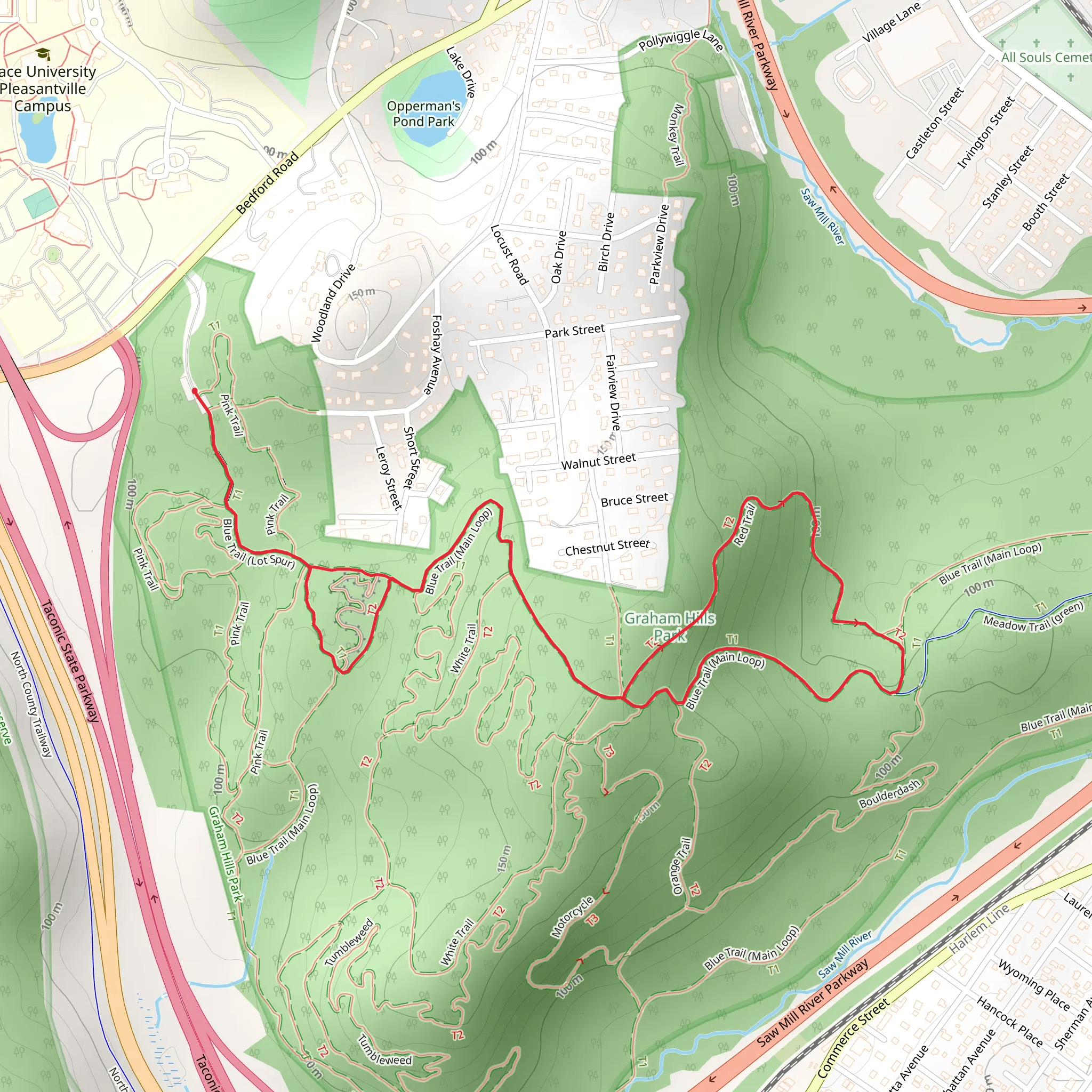 Blue Trail Loop from Graham Hills County Park Entranceway mobile static map