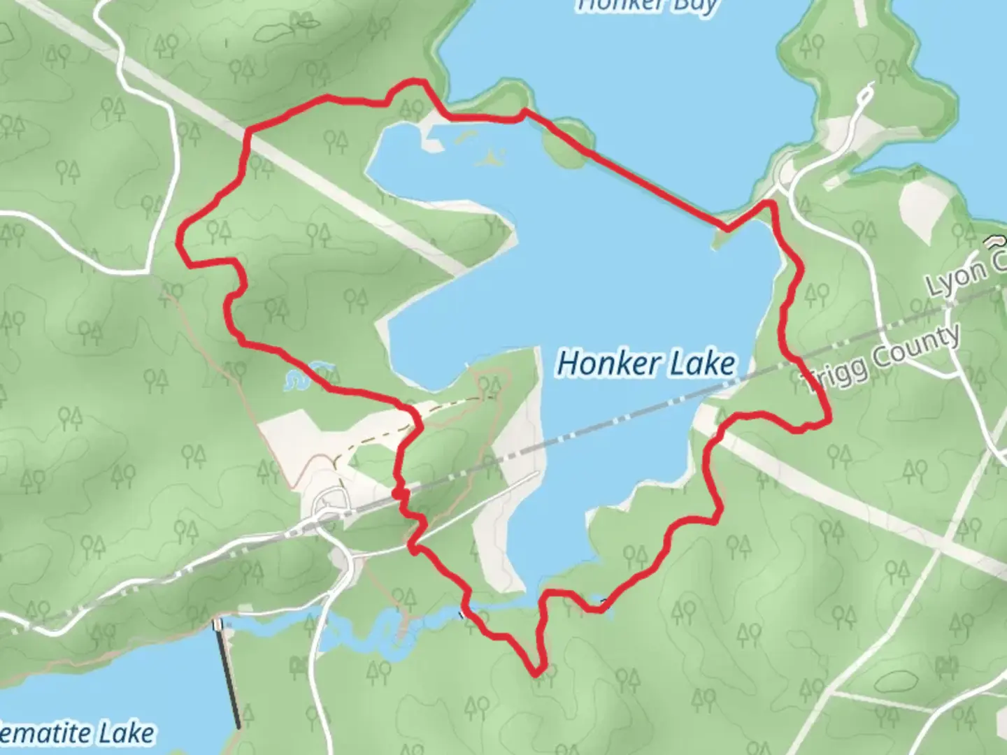 An image depicting the trail Honker Lake Loop Trail and its surrounding area.