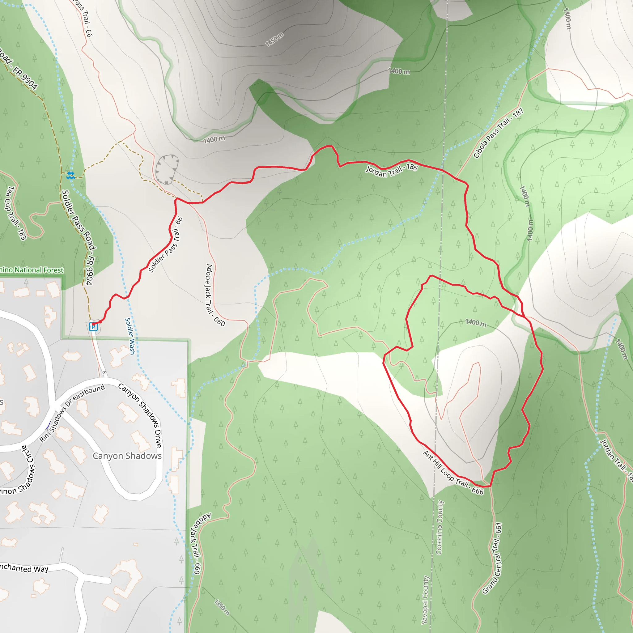 Ant Hill Loop via Soldier Pass Trail mobile static map