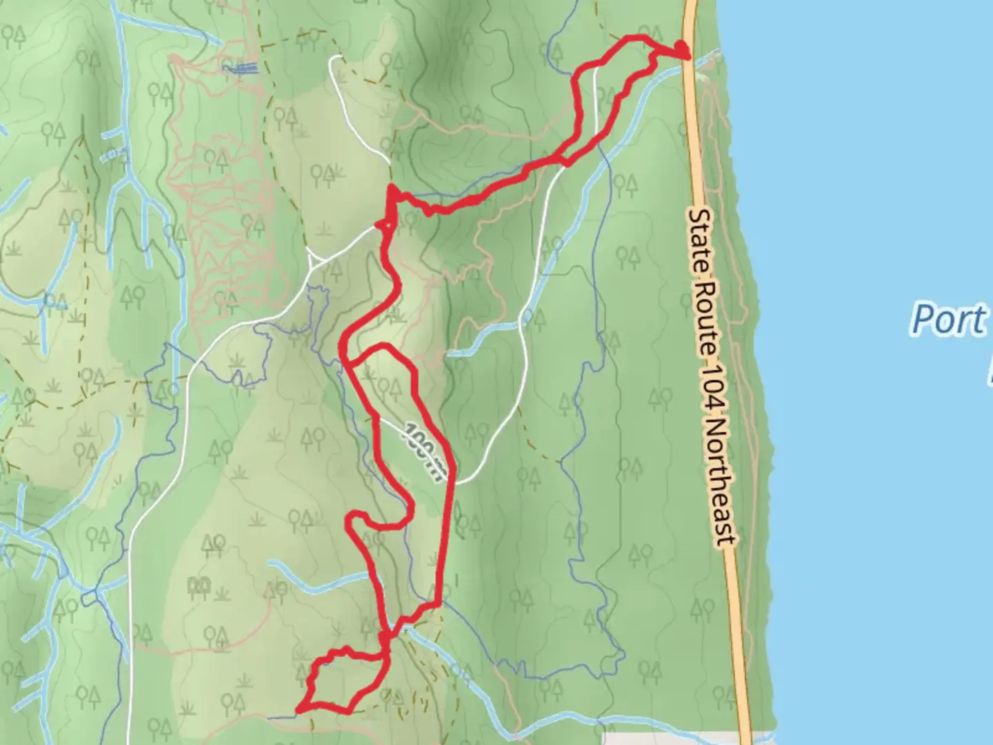 An image depicting the trail Stumps, Ranger and The Old Hood Loop and its surrounding area.