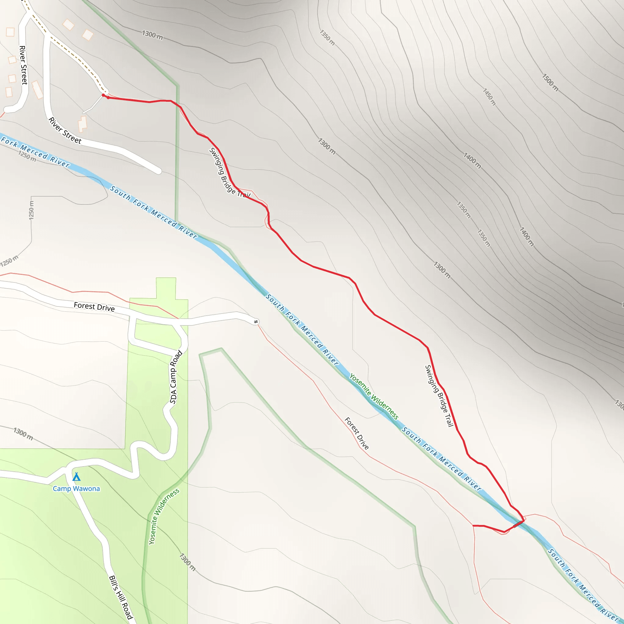 Swinging Bridge Trail mobile static map