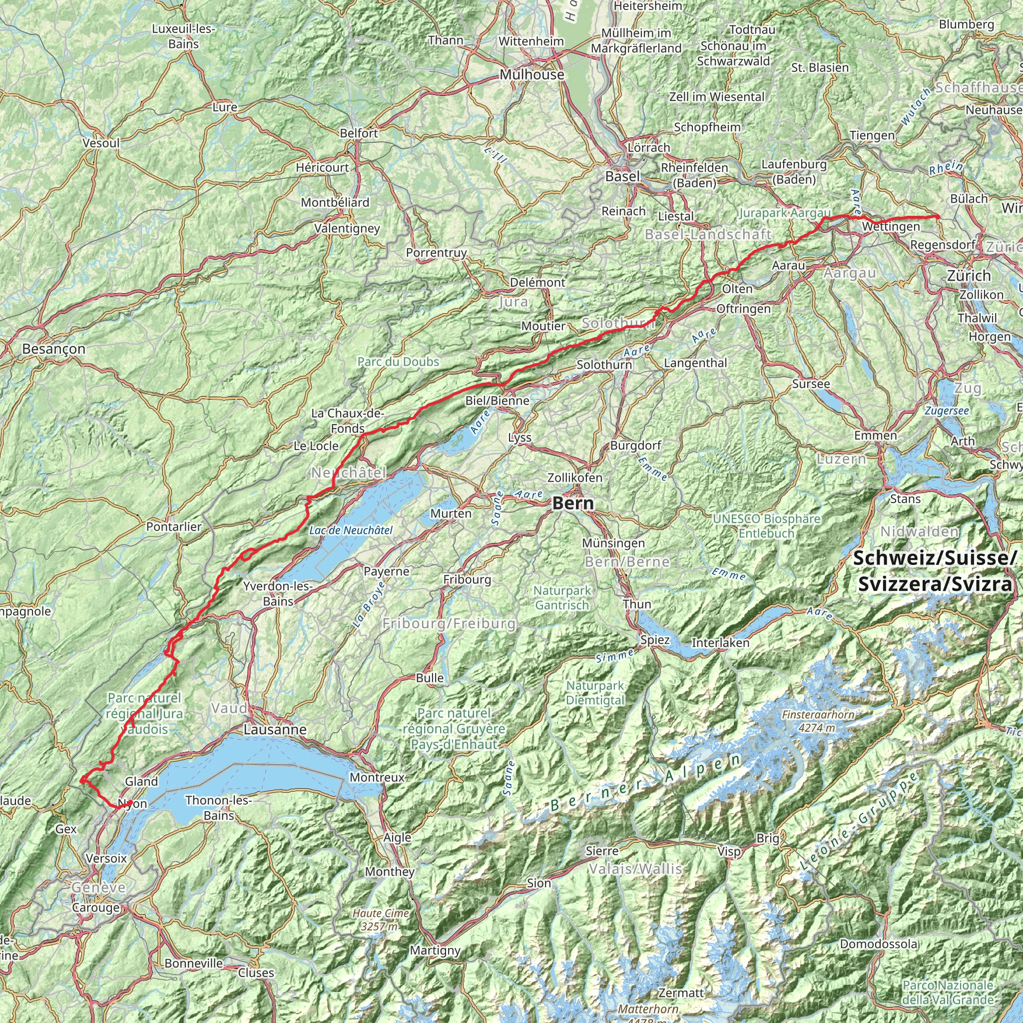 Jura Crest Trail mobile static map