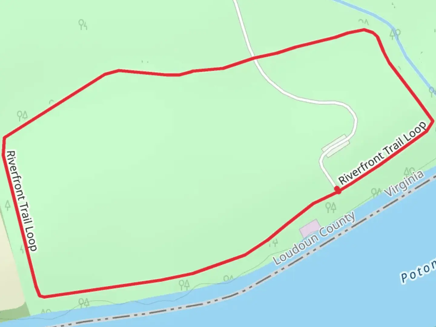 An image depicting the trail Potomac River - Riverfront Trail Loop and its surrounding area.