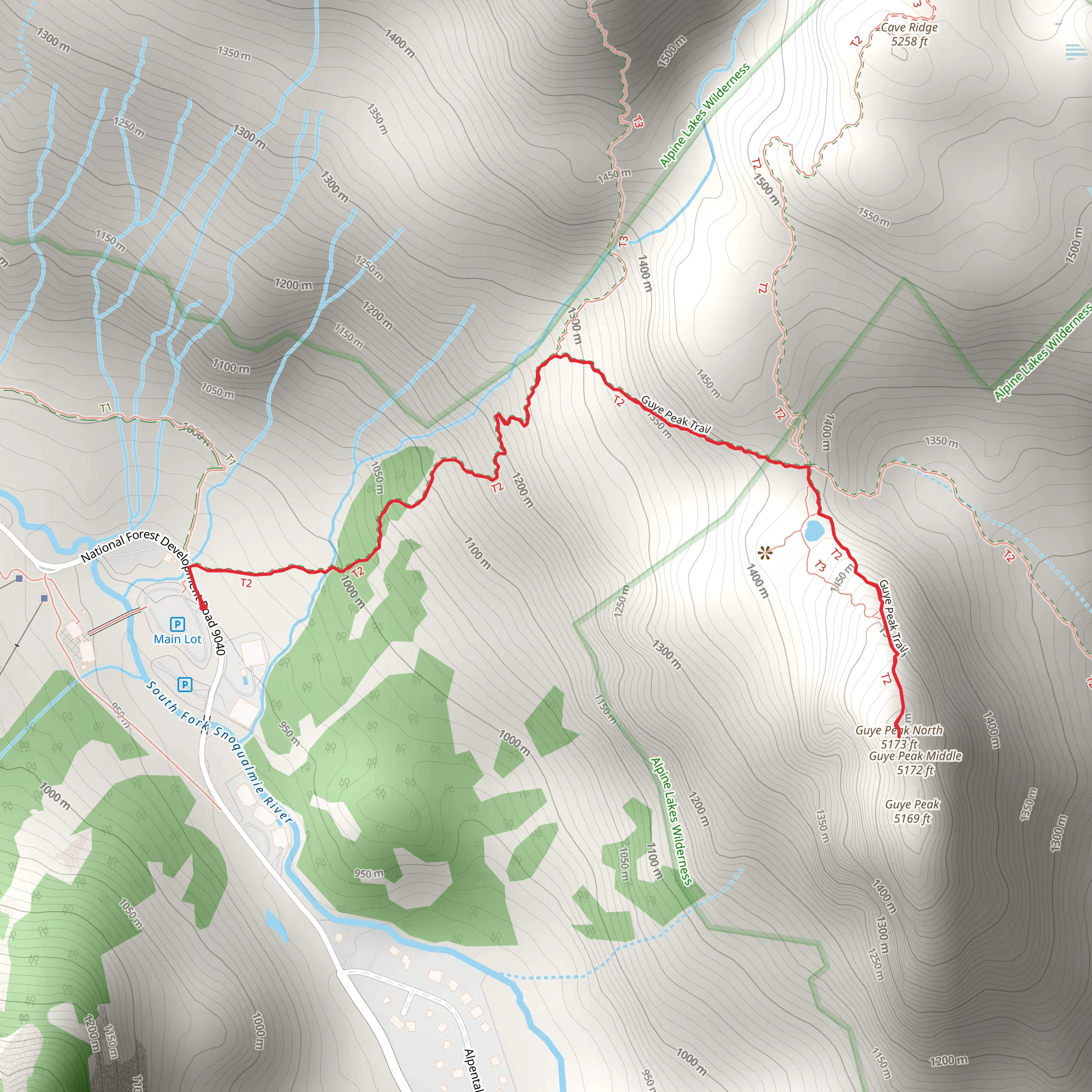 Guye Peak Trail mobile static map