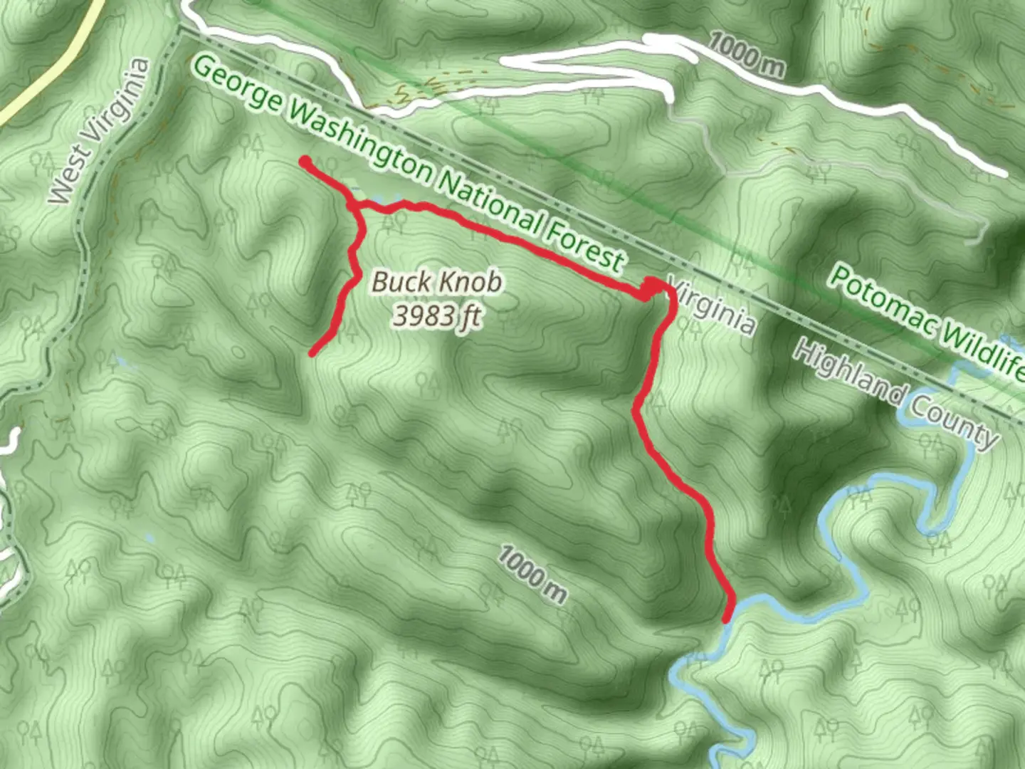 An image depicting the trail Buck Trail and its surrounding area.