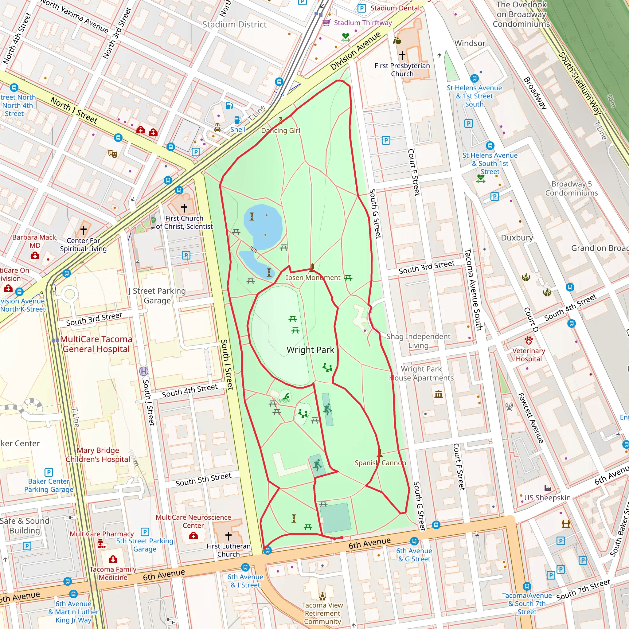 Wright Park Loop mobile static map