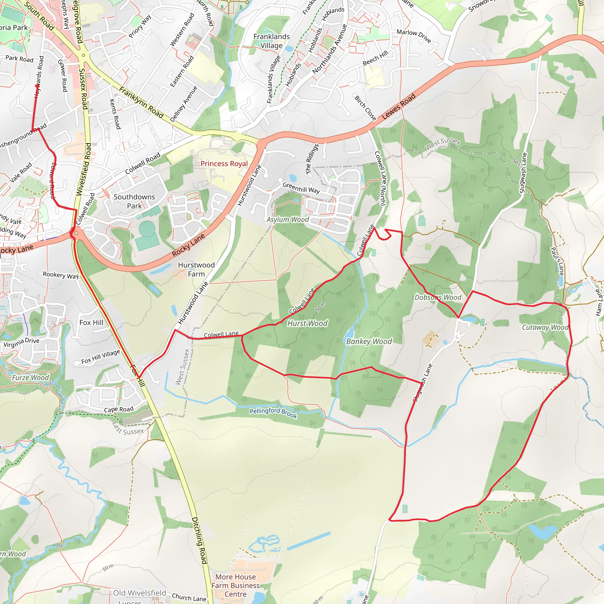 Dobsons Wood and Hurst Wood Loop mobile static map