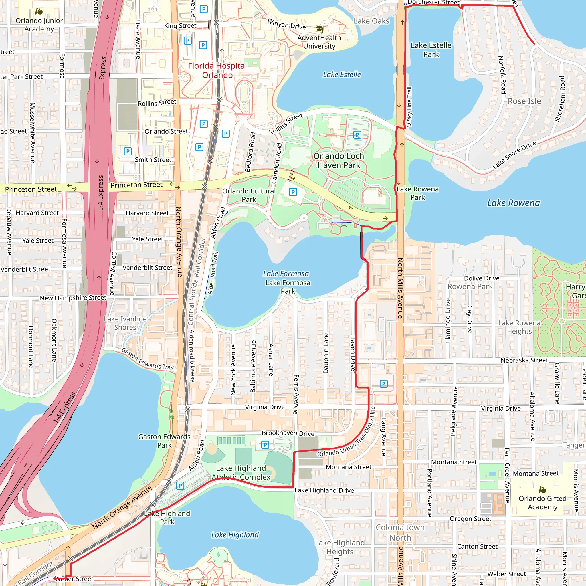 Orlando Urban Trail - Dinky Line mobile static map