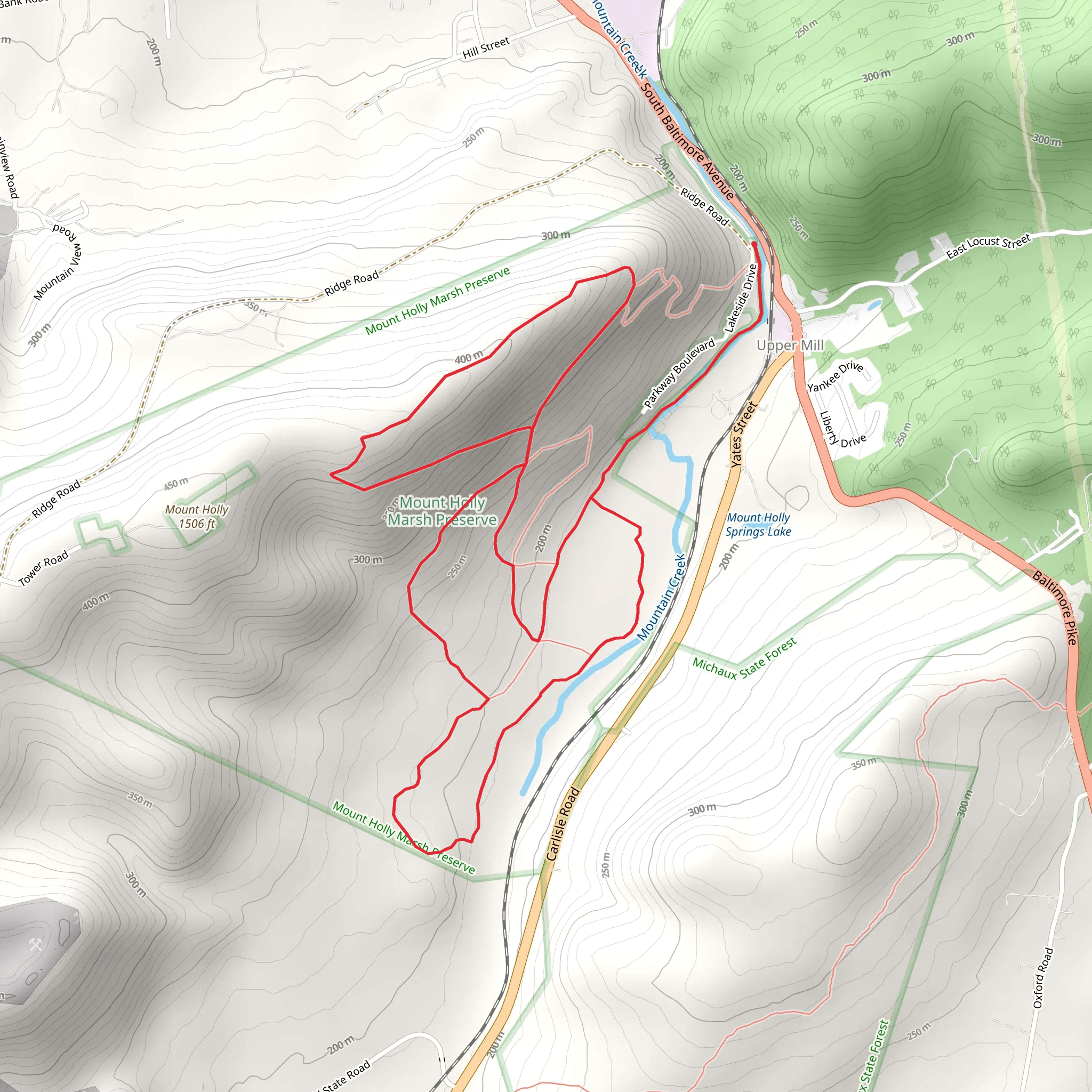 Mount Holly Springs Lake Loop mobile static map