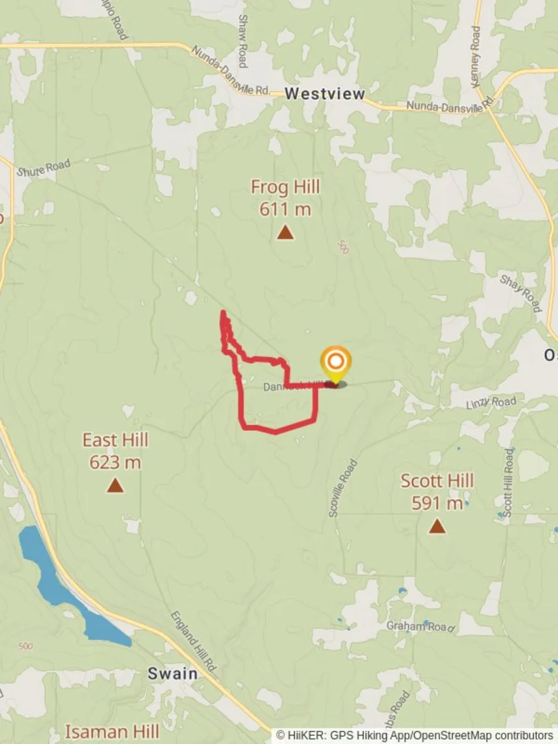 An image depicting the trail Dannack Hill Road Loop and its surrounding area.