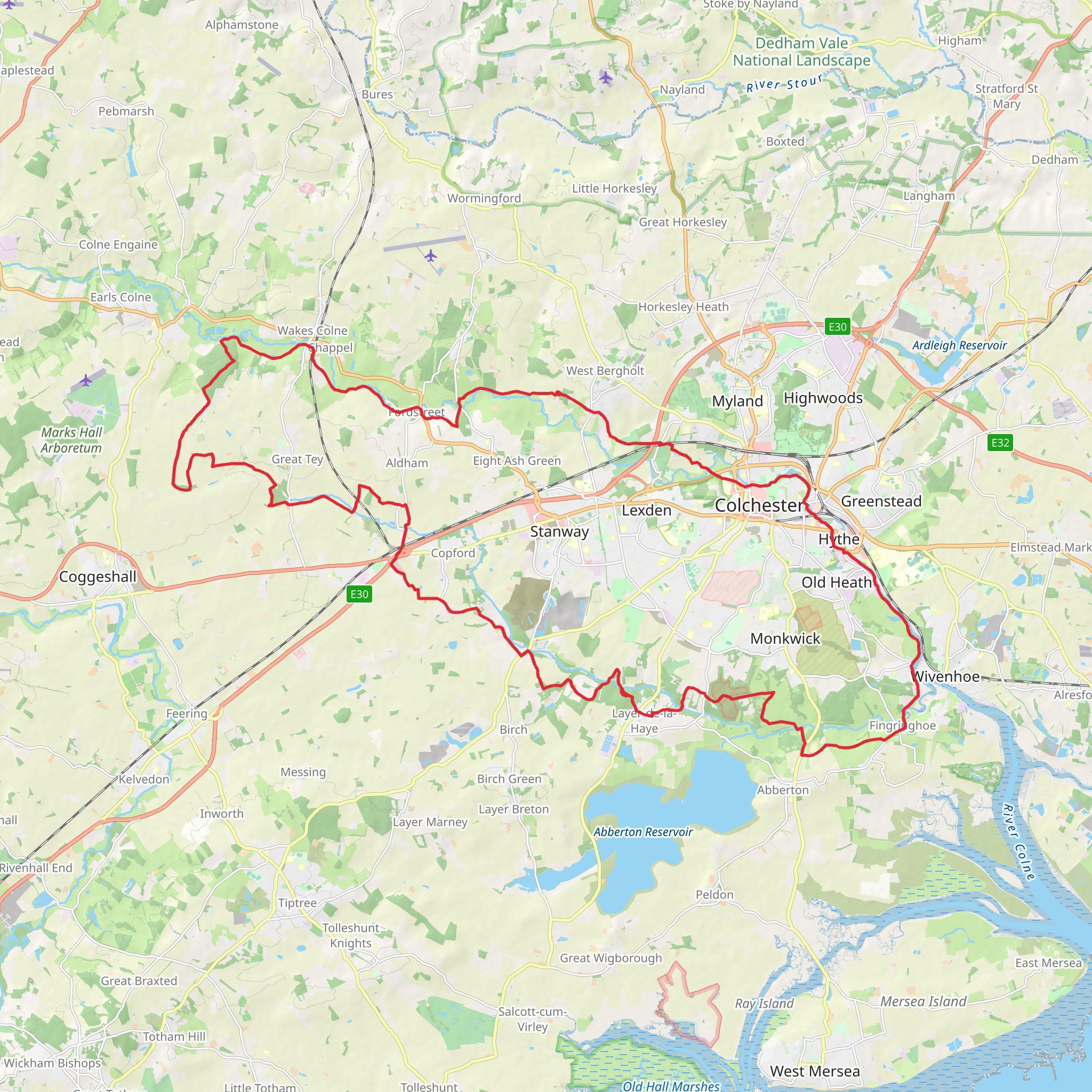 West Bergholt Loop in Essex mobile static map