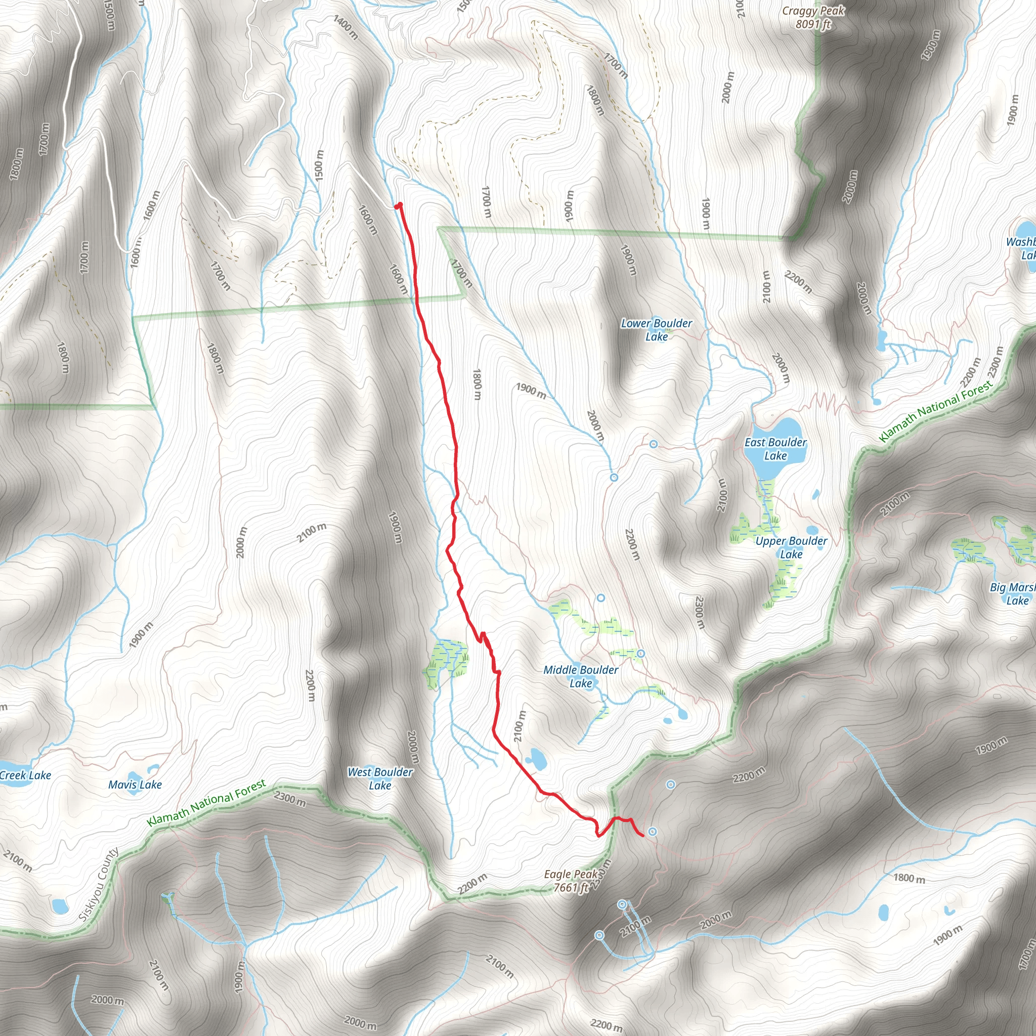 Telephone Lake via Mid Boulder Lake Trail mobile static map