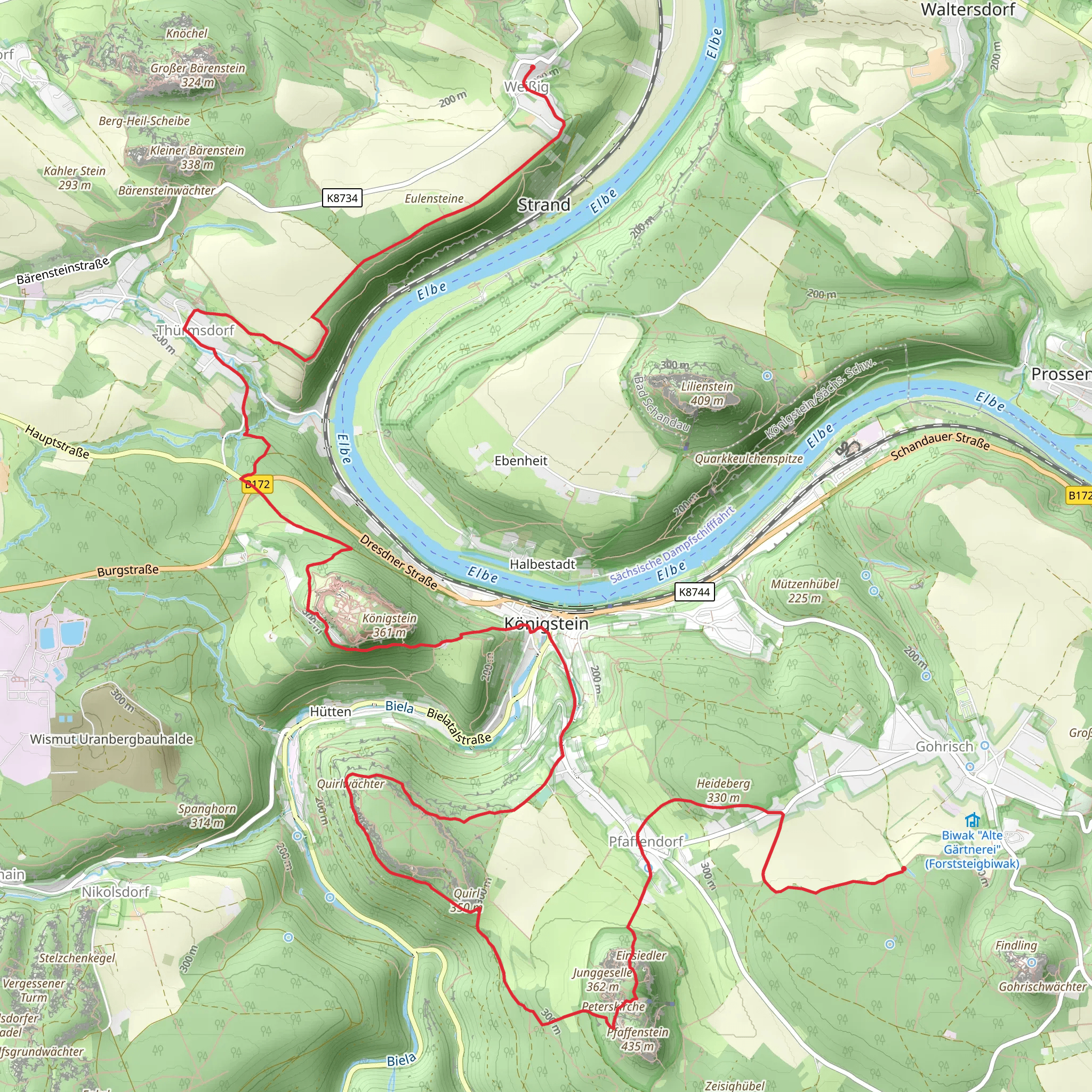 Gohrisch to Weibig Walk via Pfaffenstein Walk mobile static map