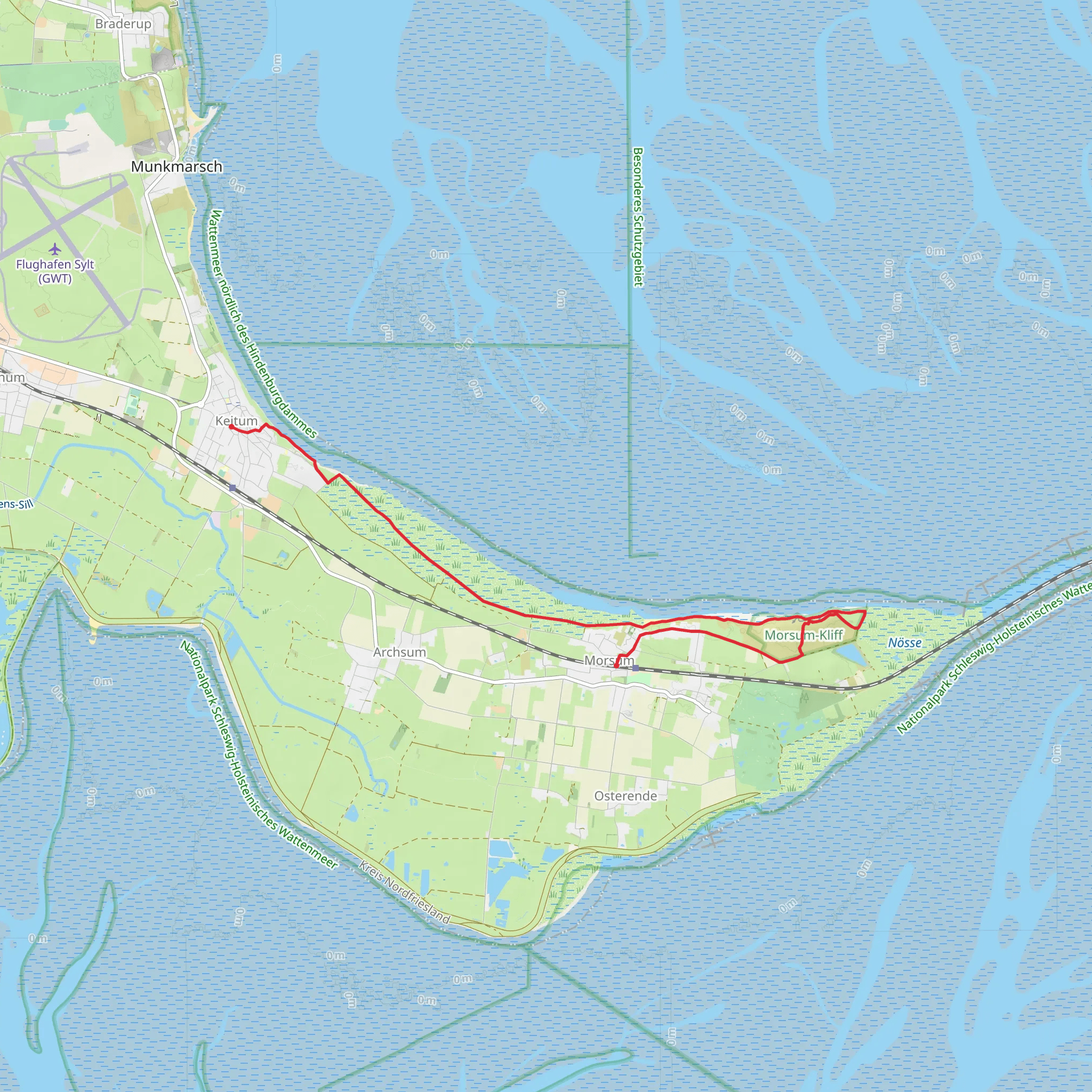 Keitum to Morsum via Morsum Kliff mobile static map