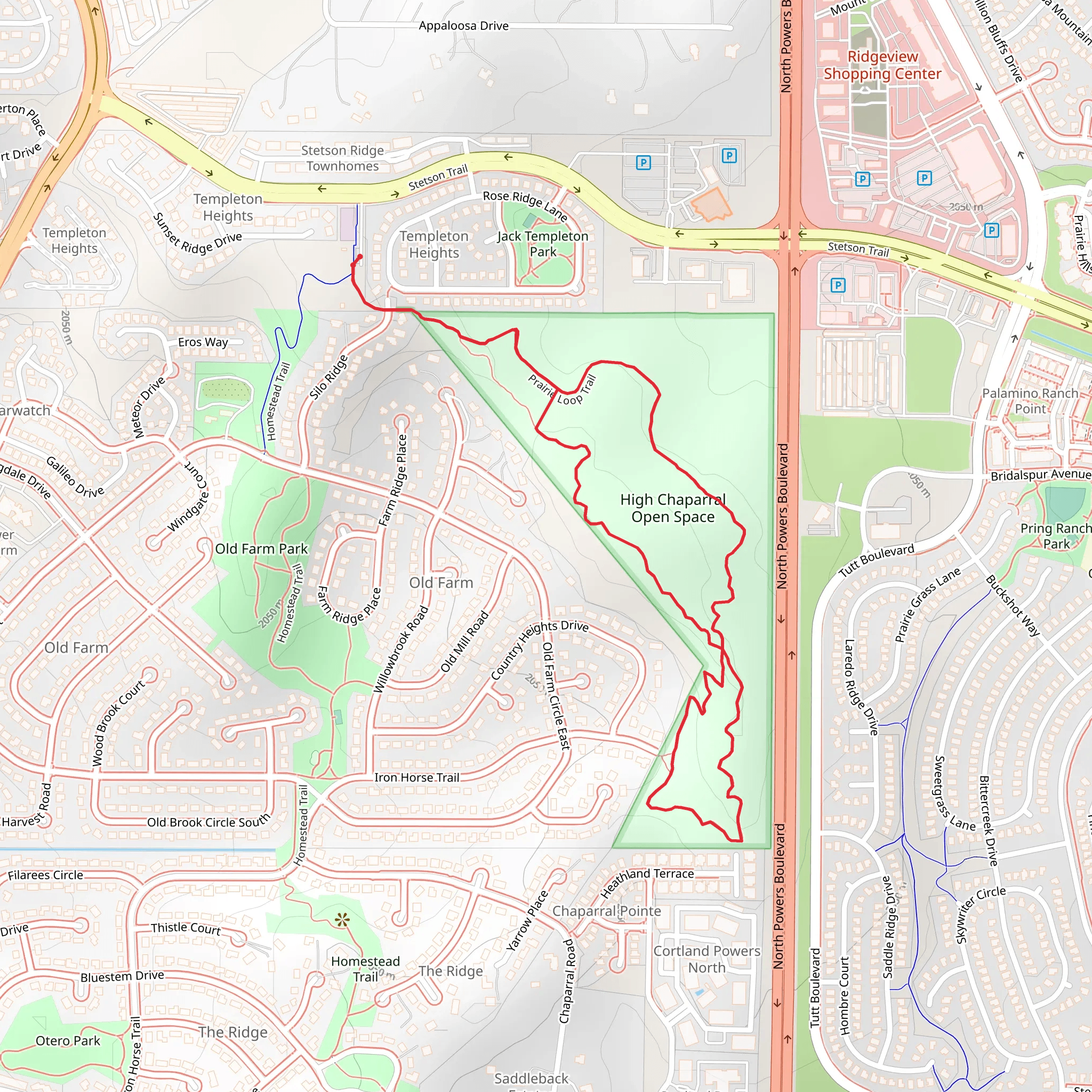 High Chaparral Open Space via Prairie Trail mobile static map