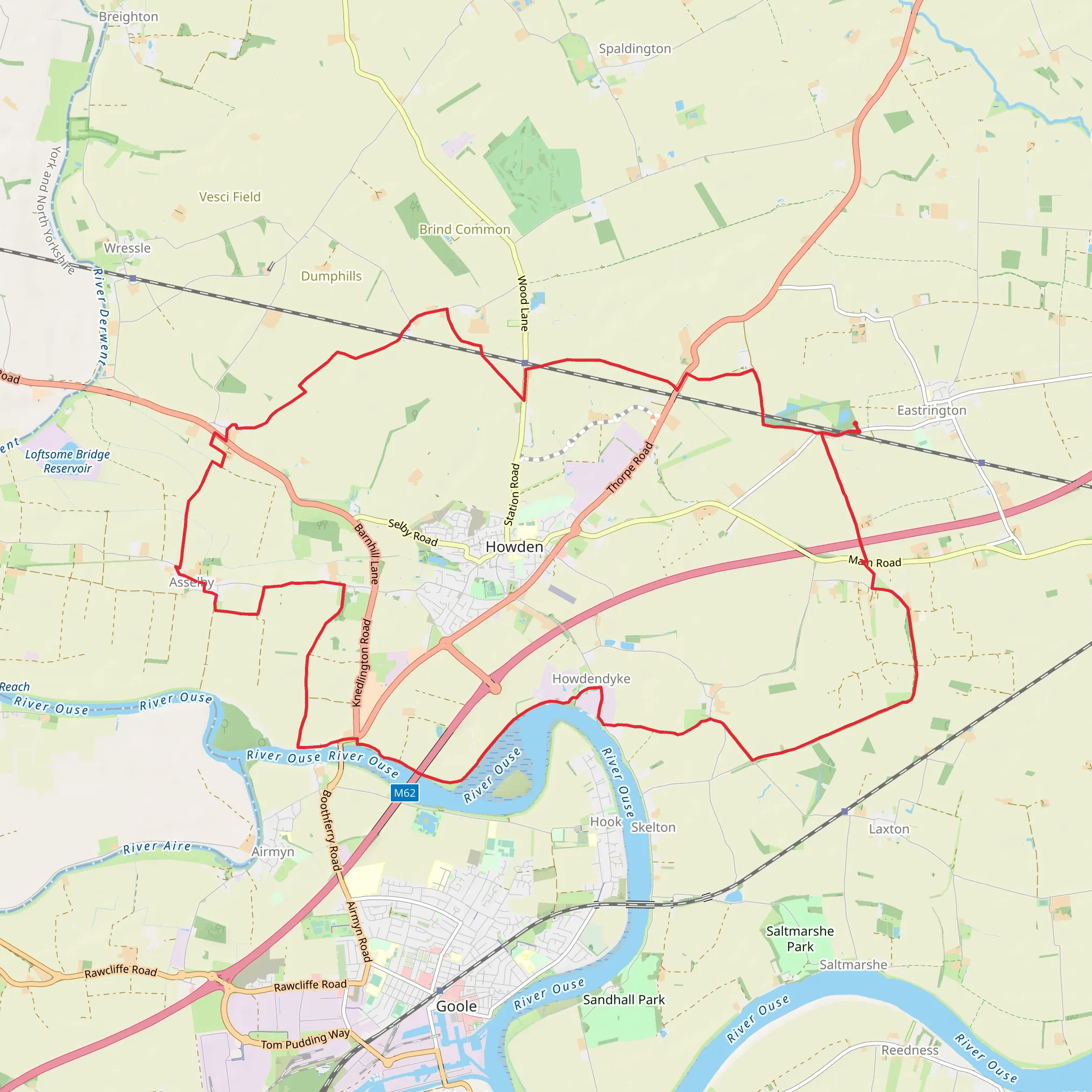 Howdenshire Loop from Eastrington mobile static map