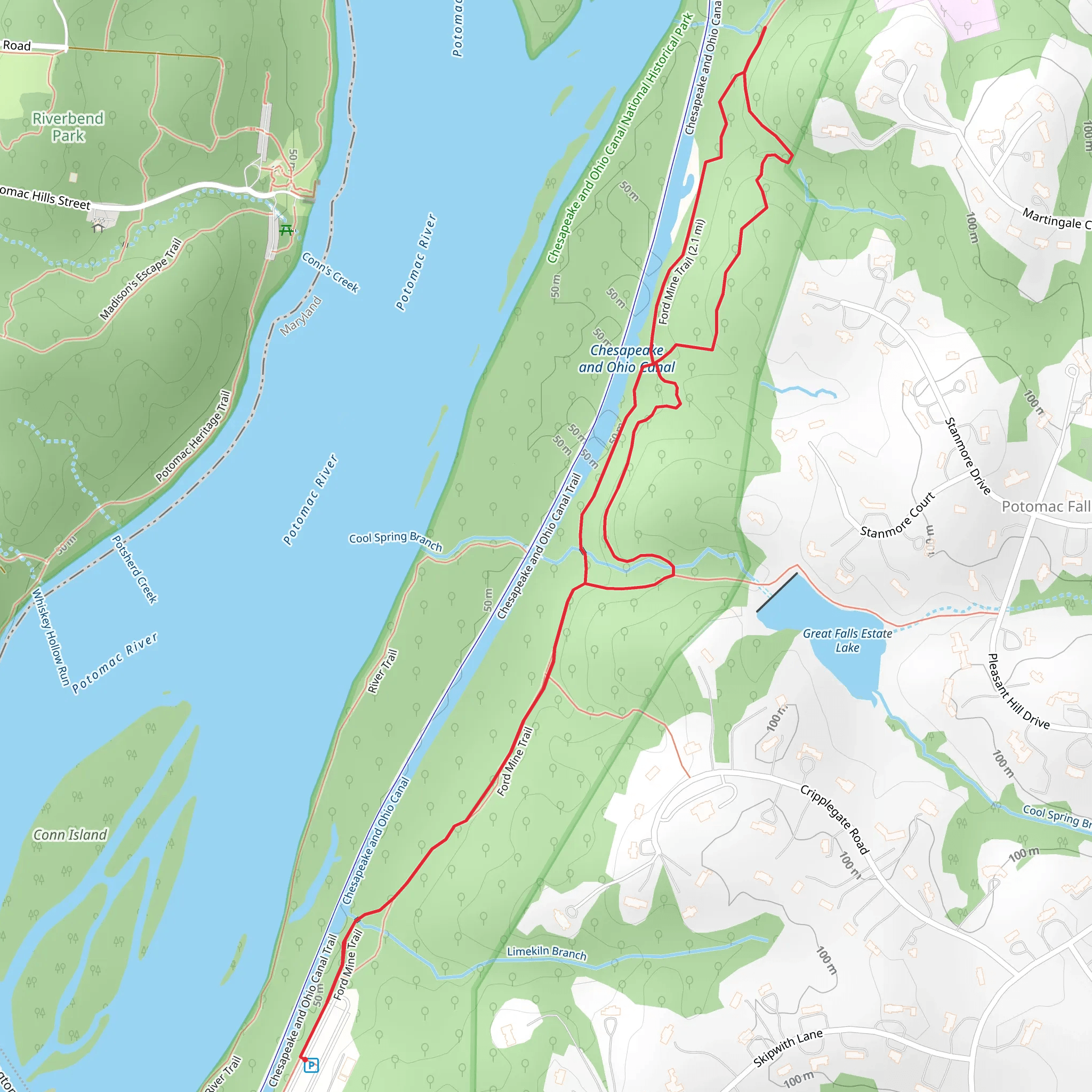 Ford Mine Trail mobile static map