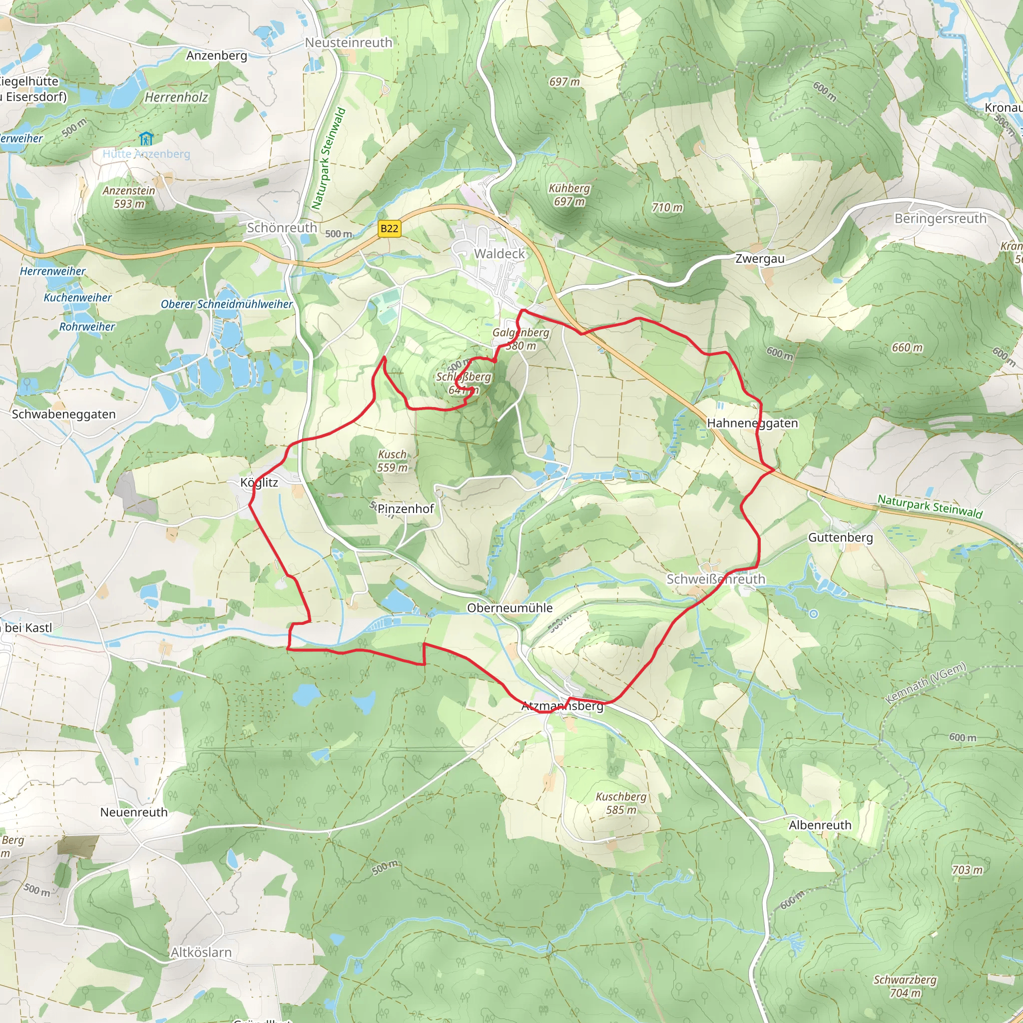 Schlossberg via Marterlweg and Waldeck Rundweg mobile static map