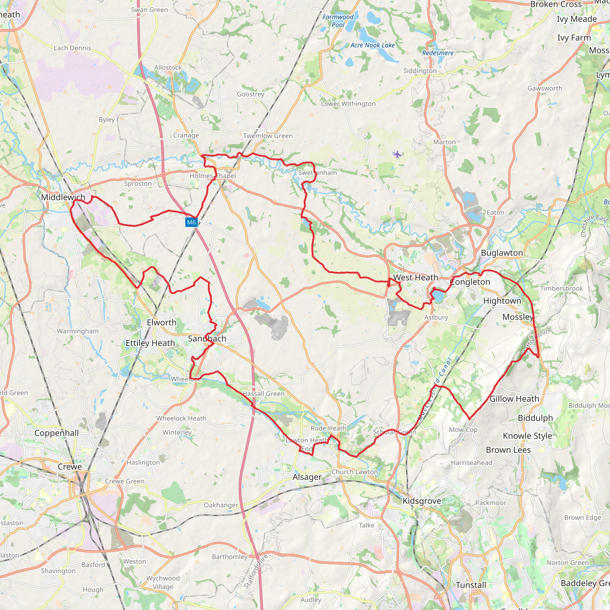 South Cheshire Market Towns Trail mobile static map