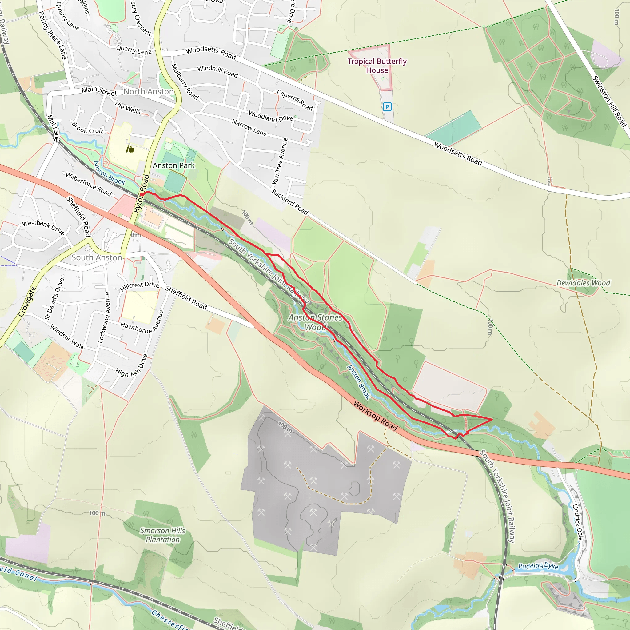 Anston Stones Walk mobile static map