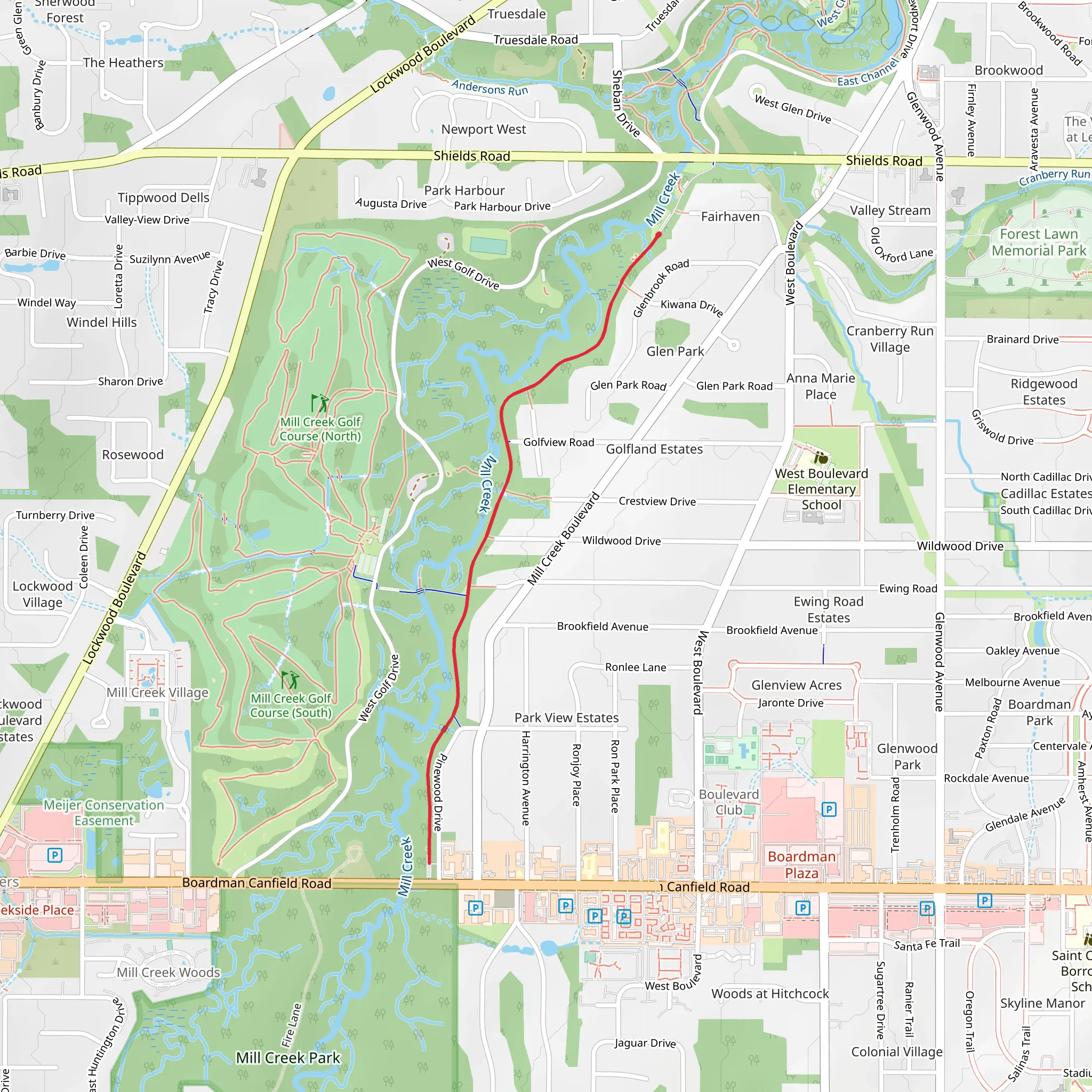 East Golf Hike Trail mobile static map