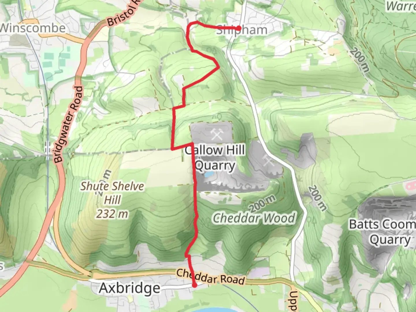An image depicting the trail Axbridge to Shipham Walk and its surrounding area.